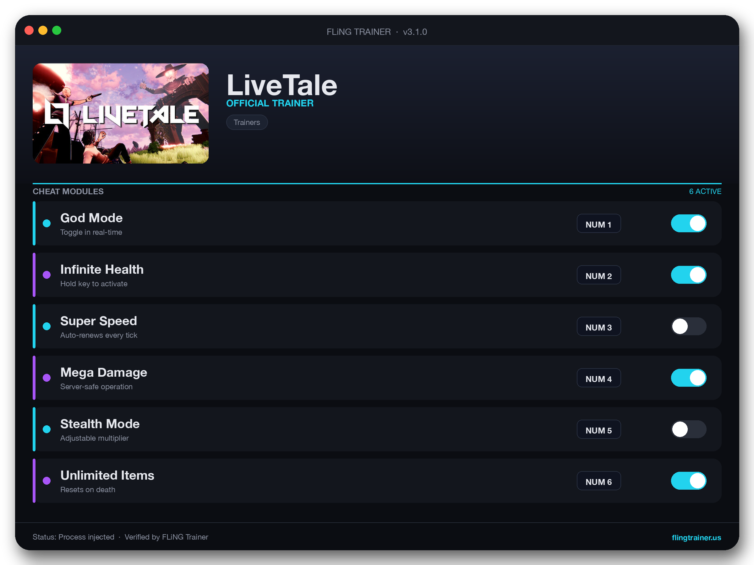 LiveTale Trainer interface