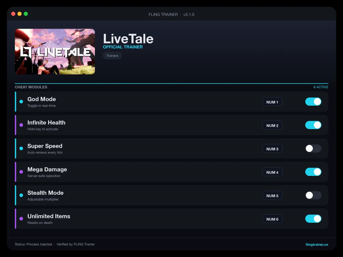 LiveTale Trainer interface