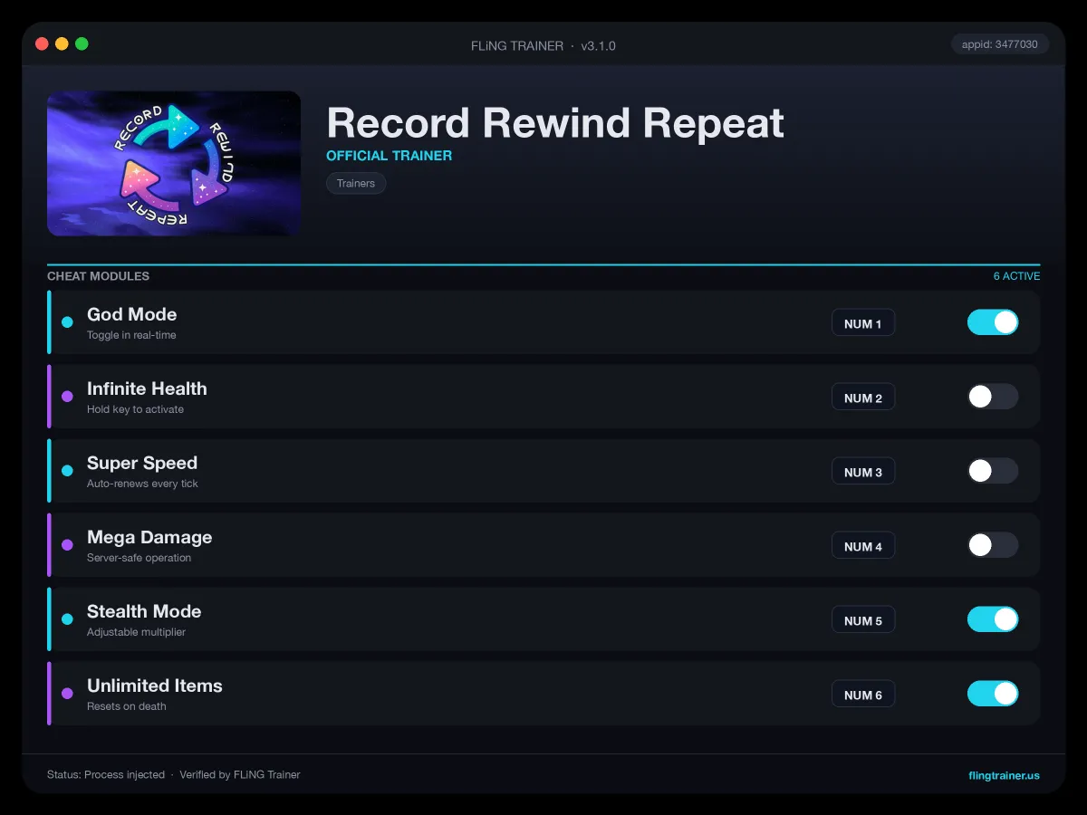 Record Rewind Repeat Trainer interface