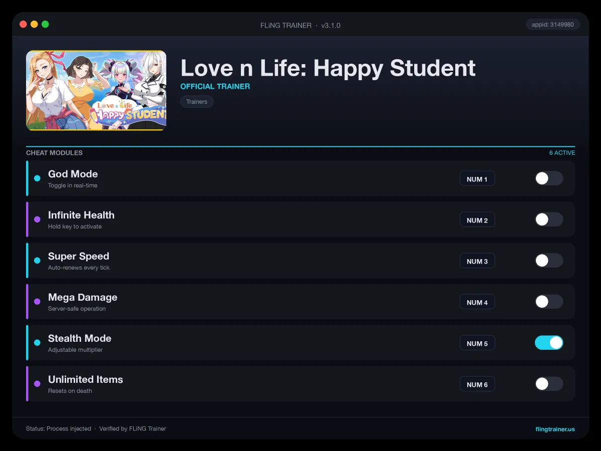 Love n Life: Happy Student Trainer interface