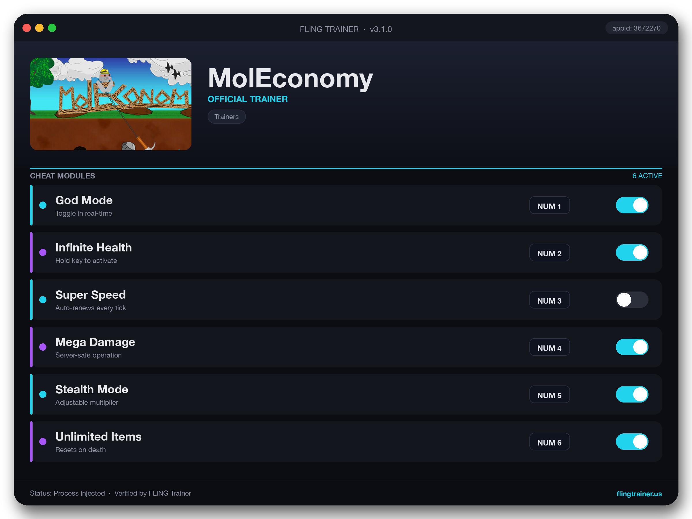 MolEconomy Trainer interface