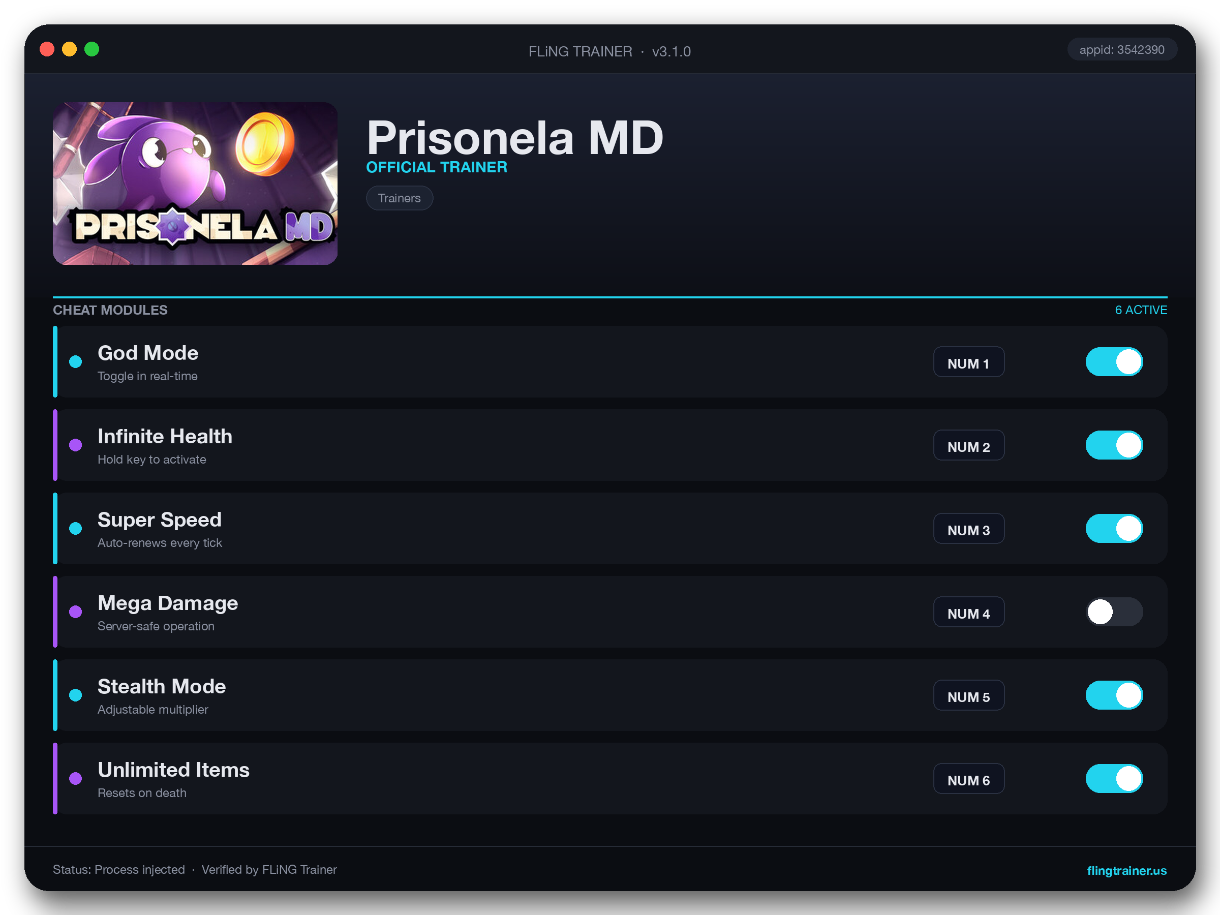 Prisonela MD Trainer interface