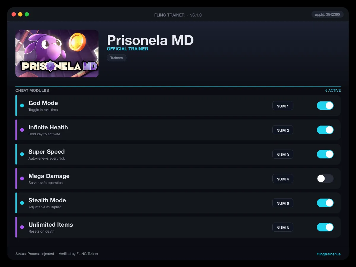 Prisonela MD Trainer interface