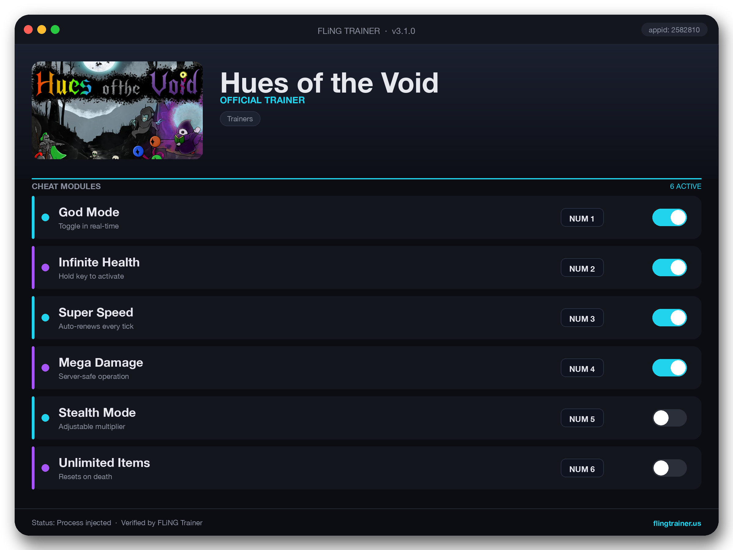 Hues of the Void Trainer interface