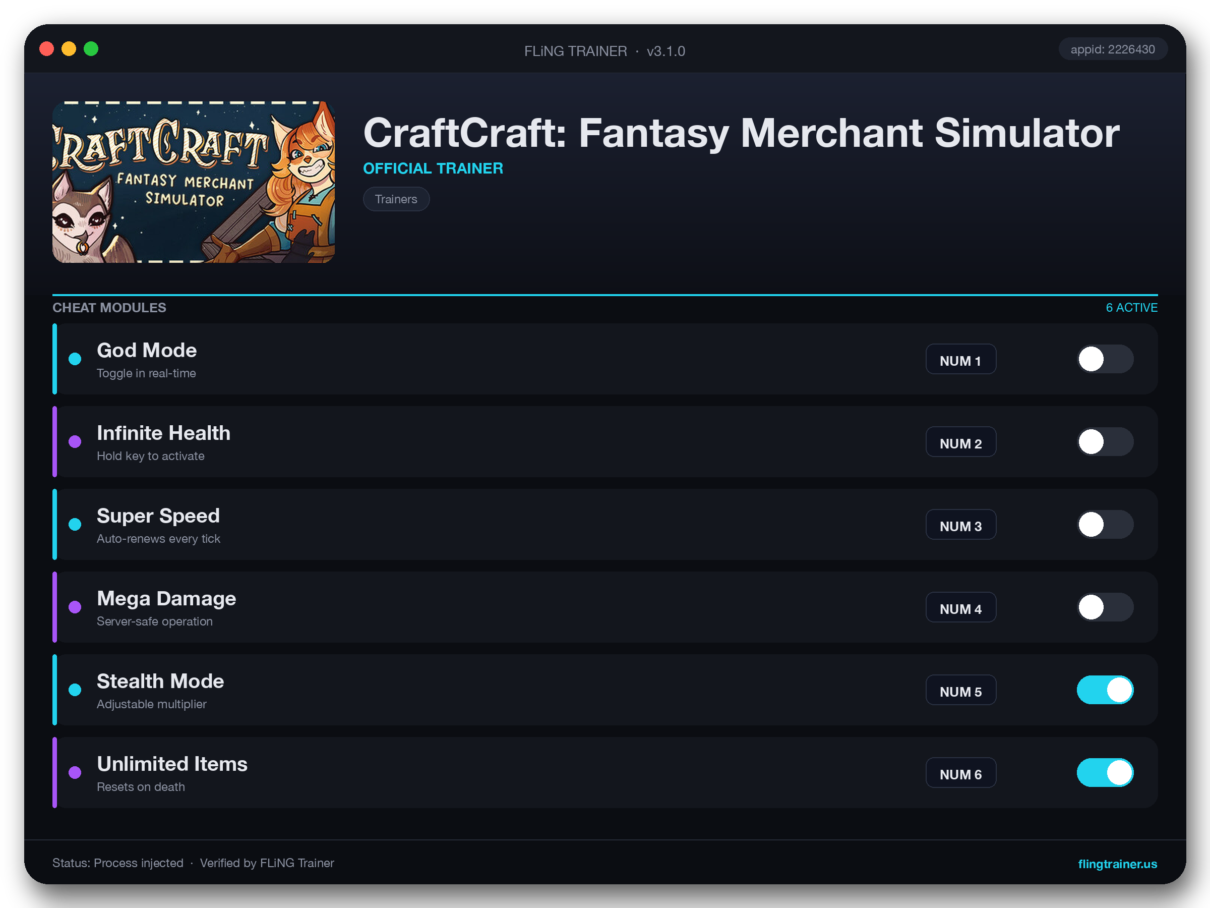 CraftCraft: Fantasy Merchant Simulator Trainer interface