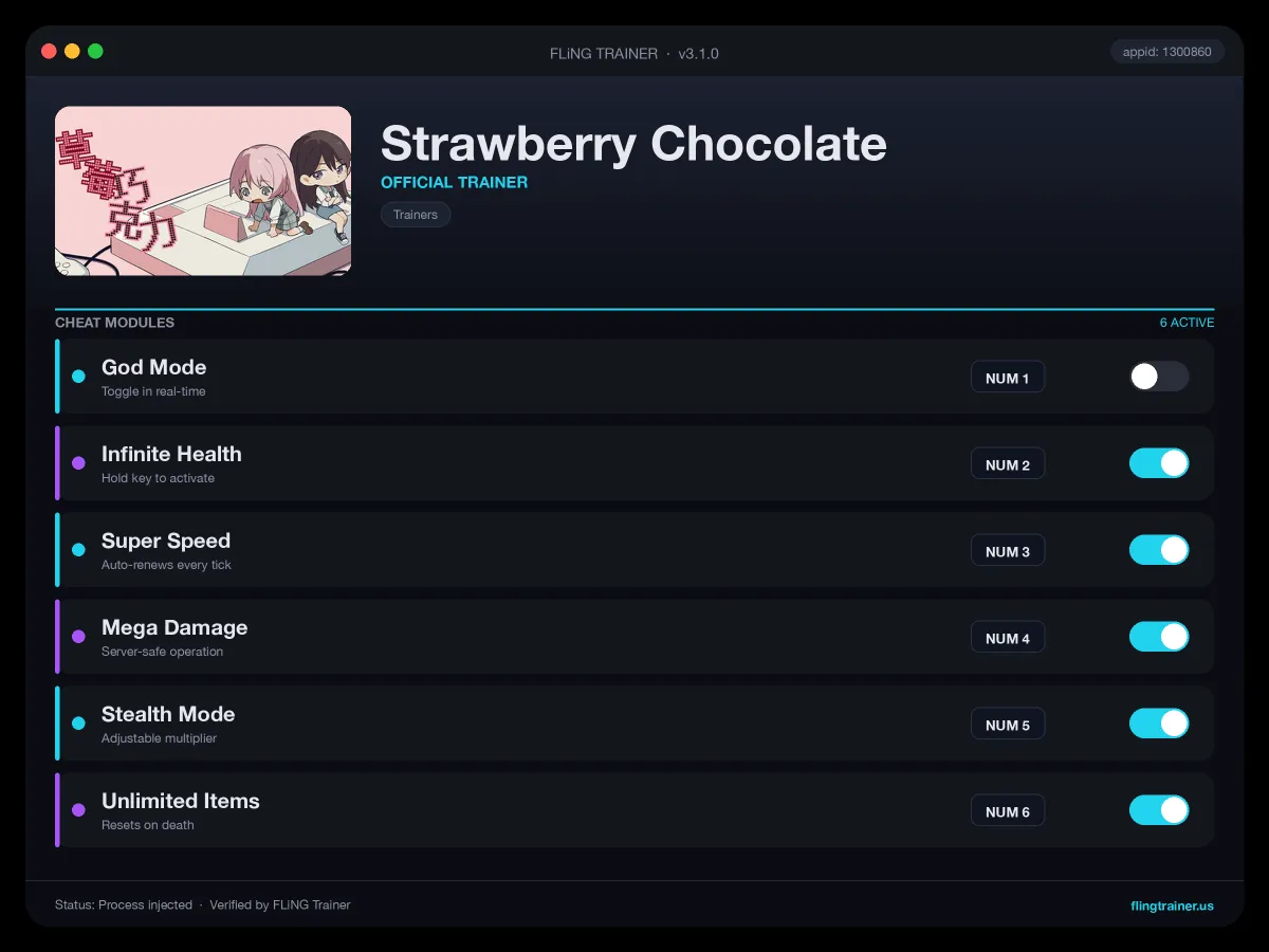 Strawberry Chocolate Trainer interface