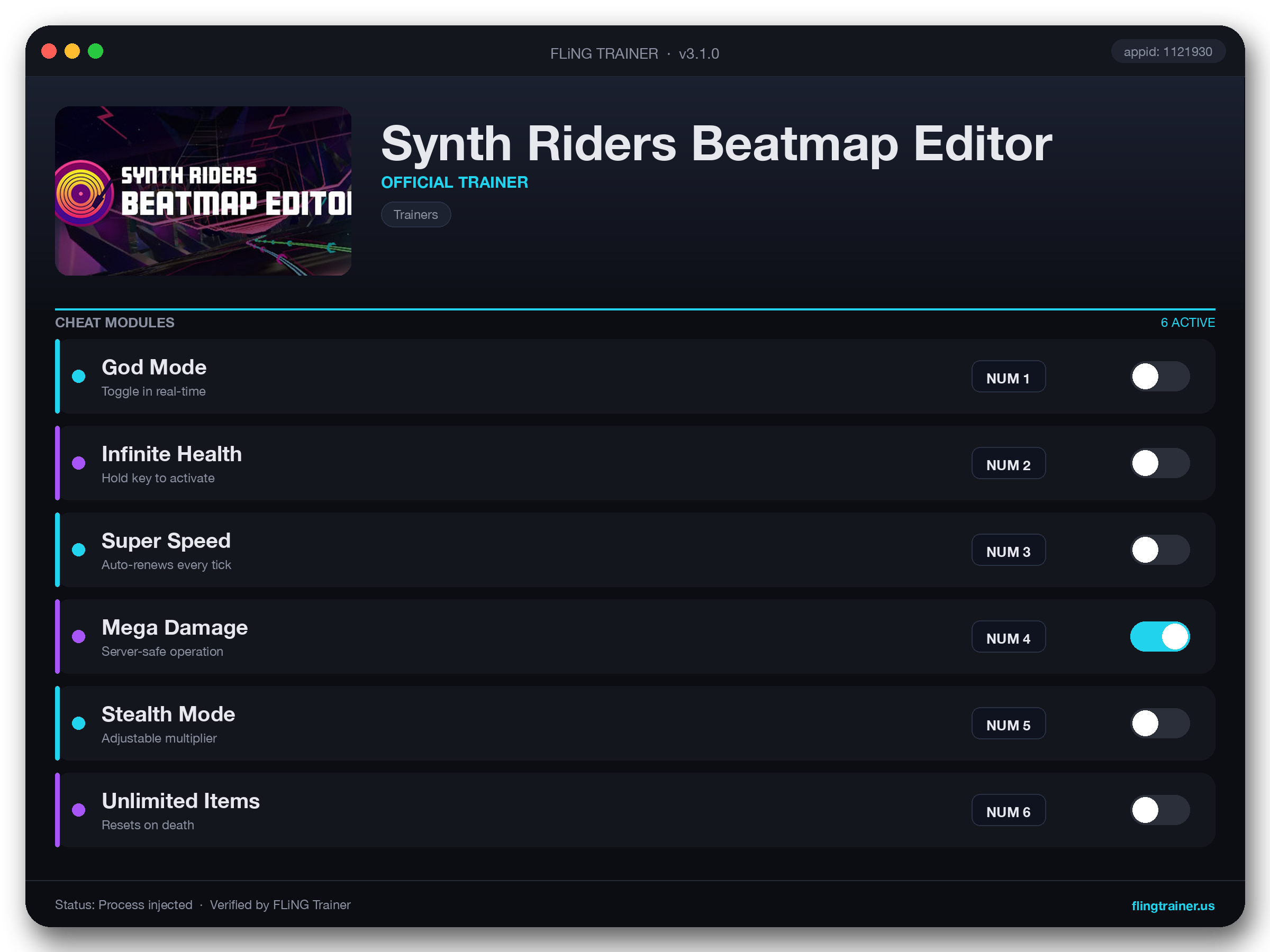 Synth Riders Beatmap Editor Trainer interface