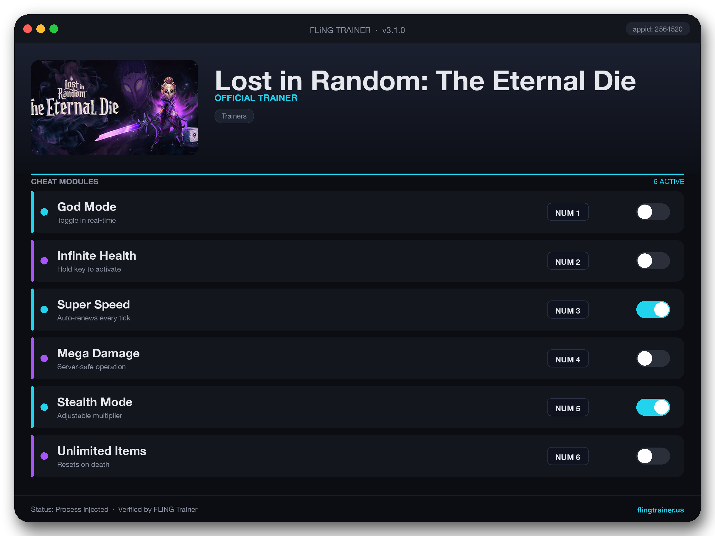 Lost in Random: The Eternal Die Trainer interface