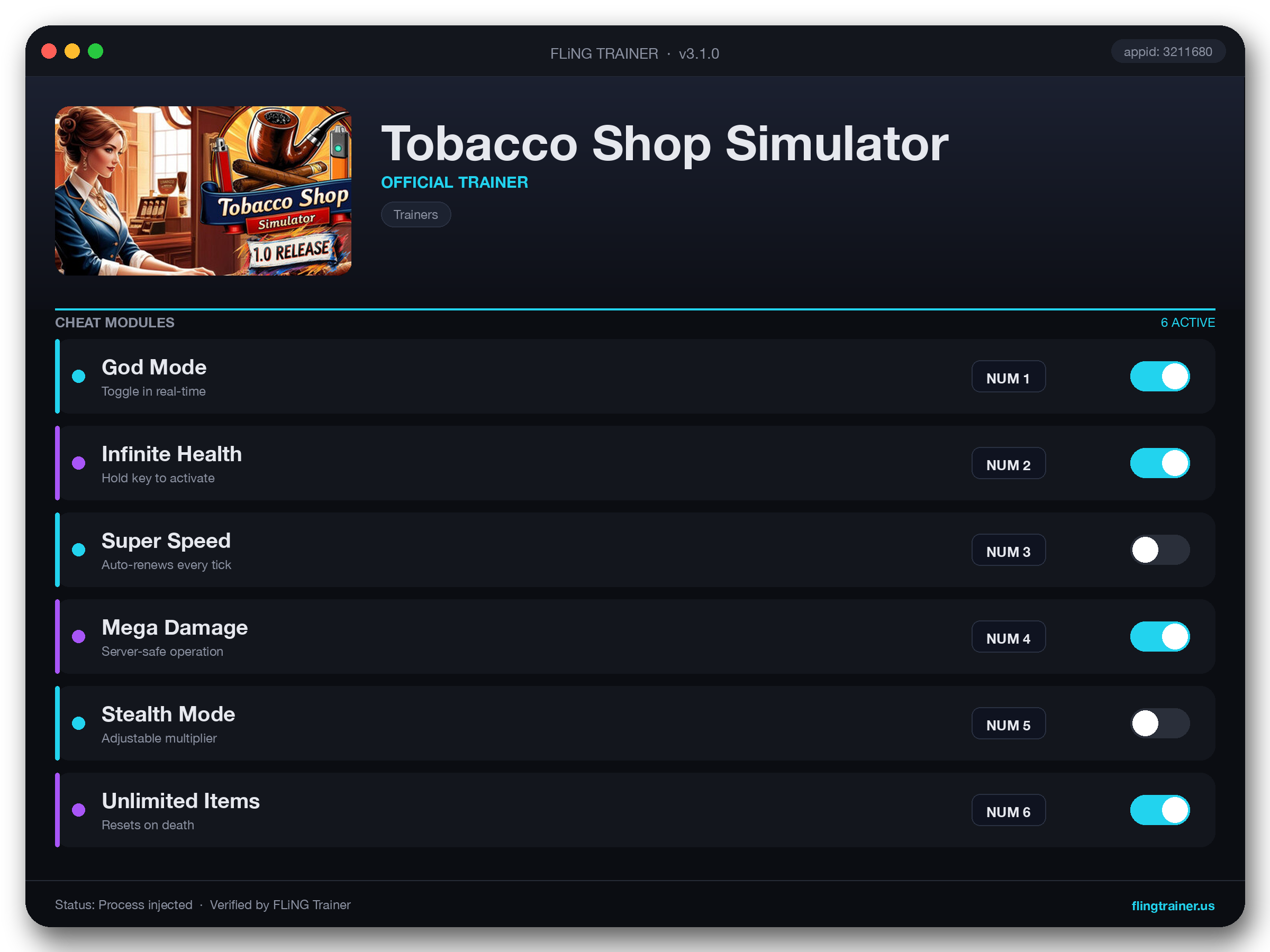 Tobacco Shop Simulator Trainer interface