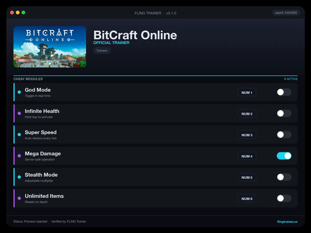 BitCraft Online Trainer interface