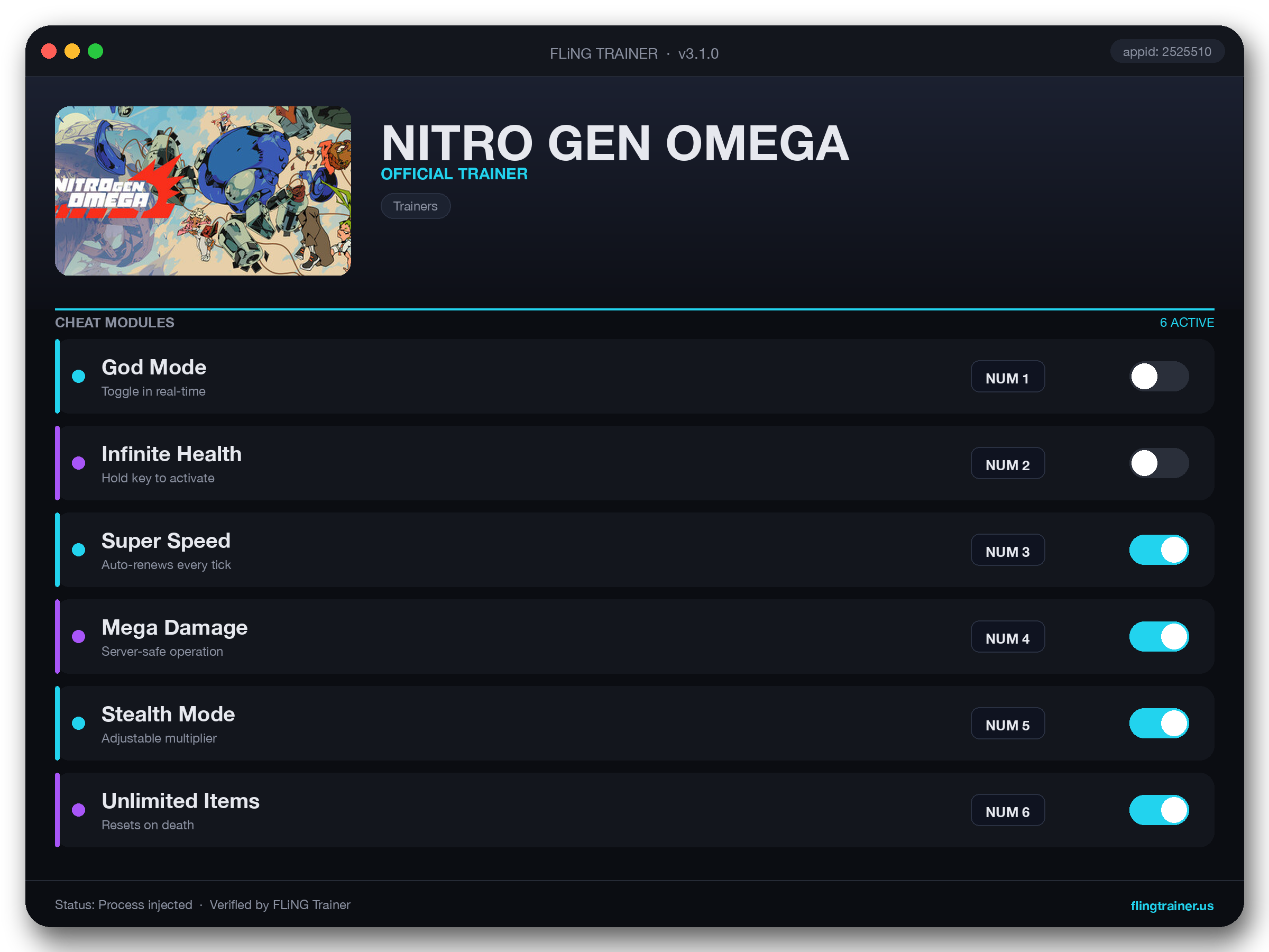 NITRO GEN OMEGA Trainer interface