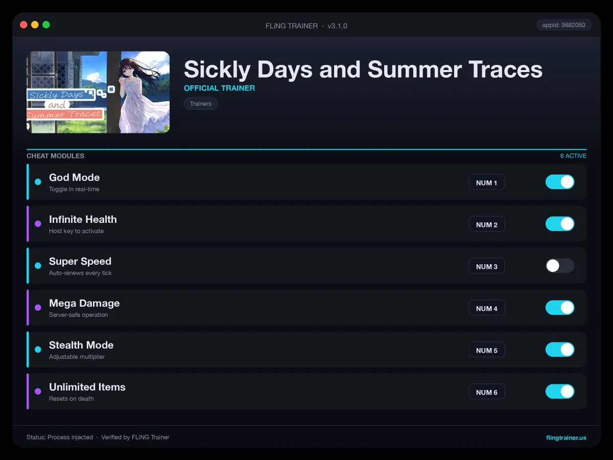 Sickly Days and Summer Traces Trainer interface