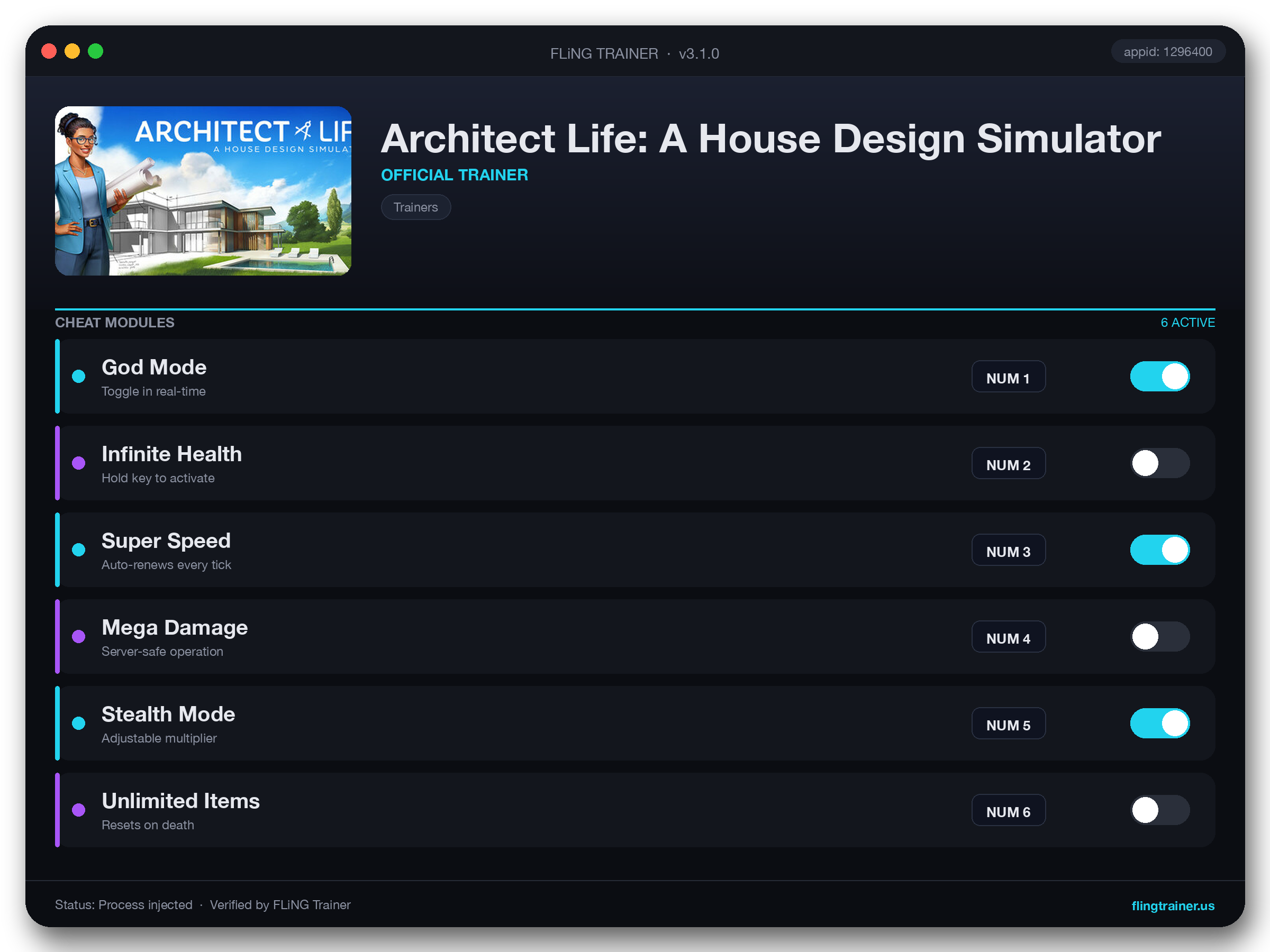 Architect Life: A House Design Simulator Trainer interface