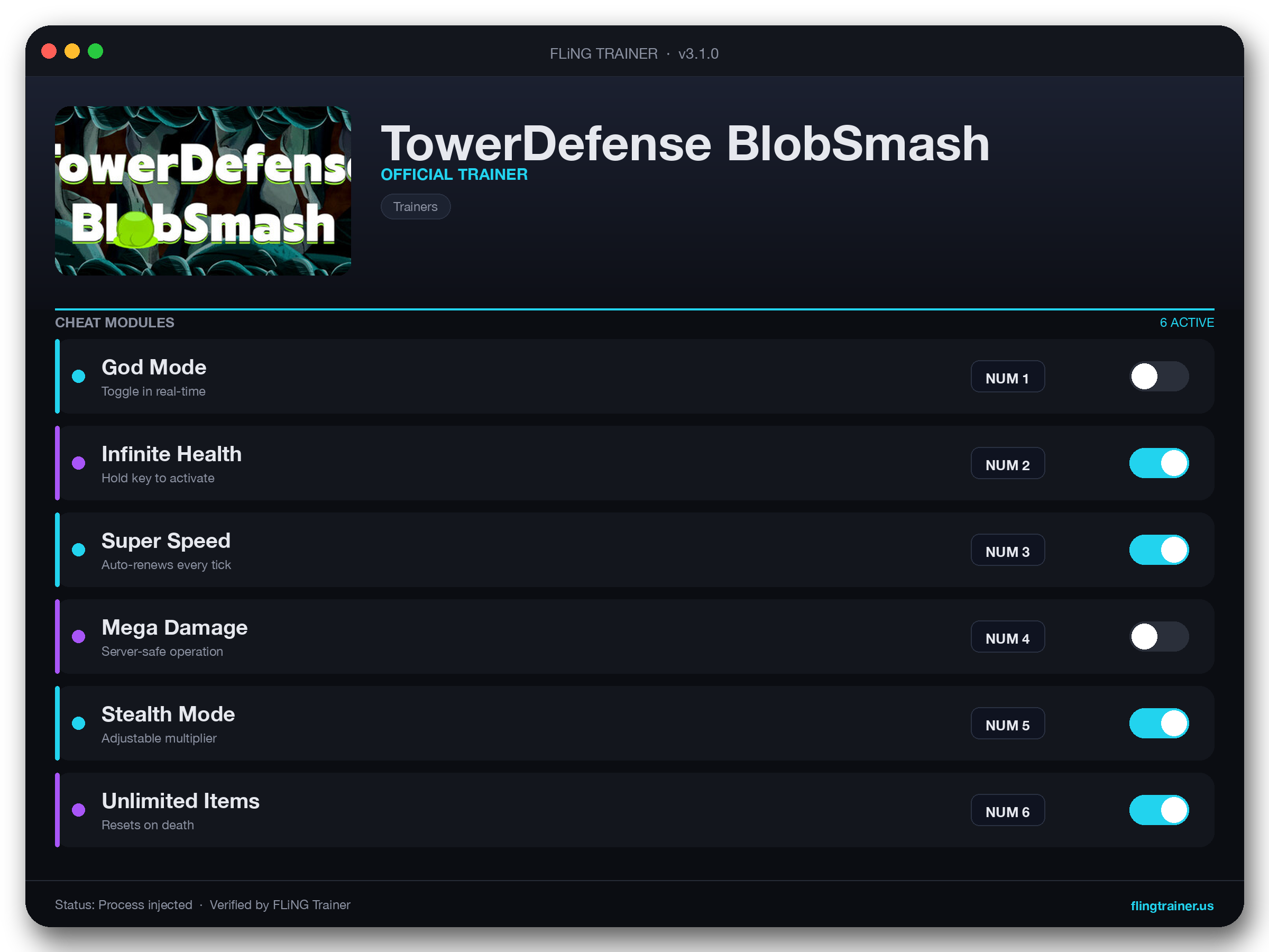 TowerDefense BlobSmash Trainer interface