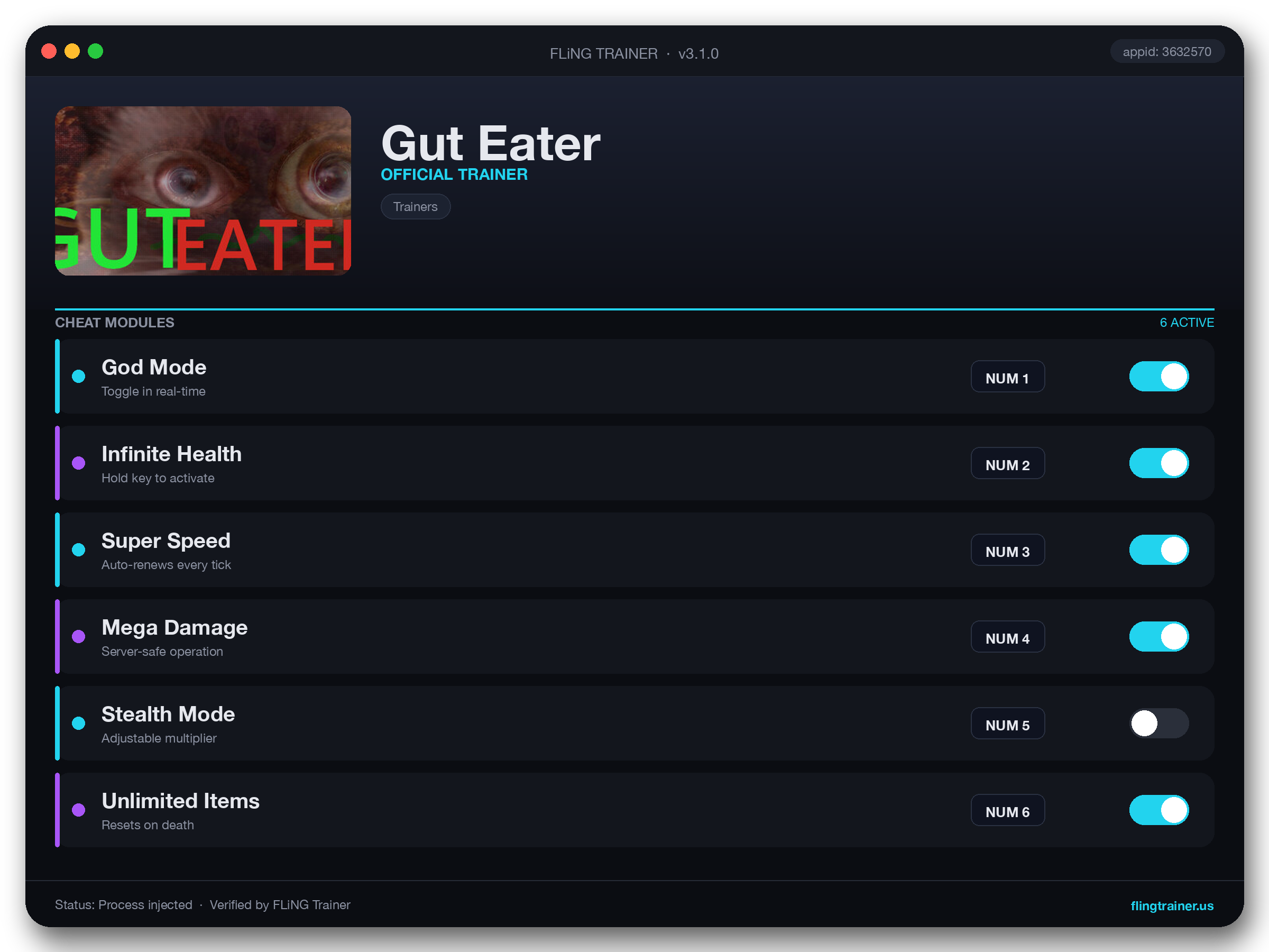 Gut Eater Trainer interface