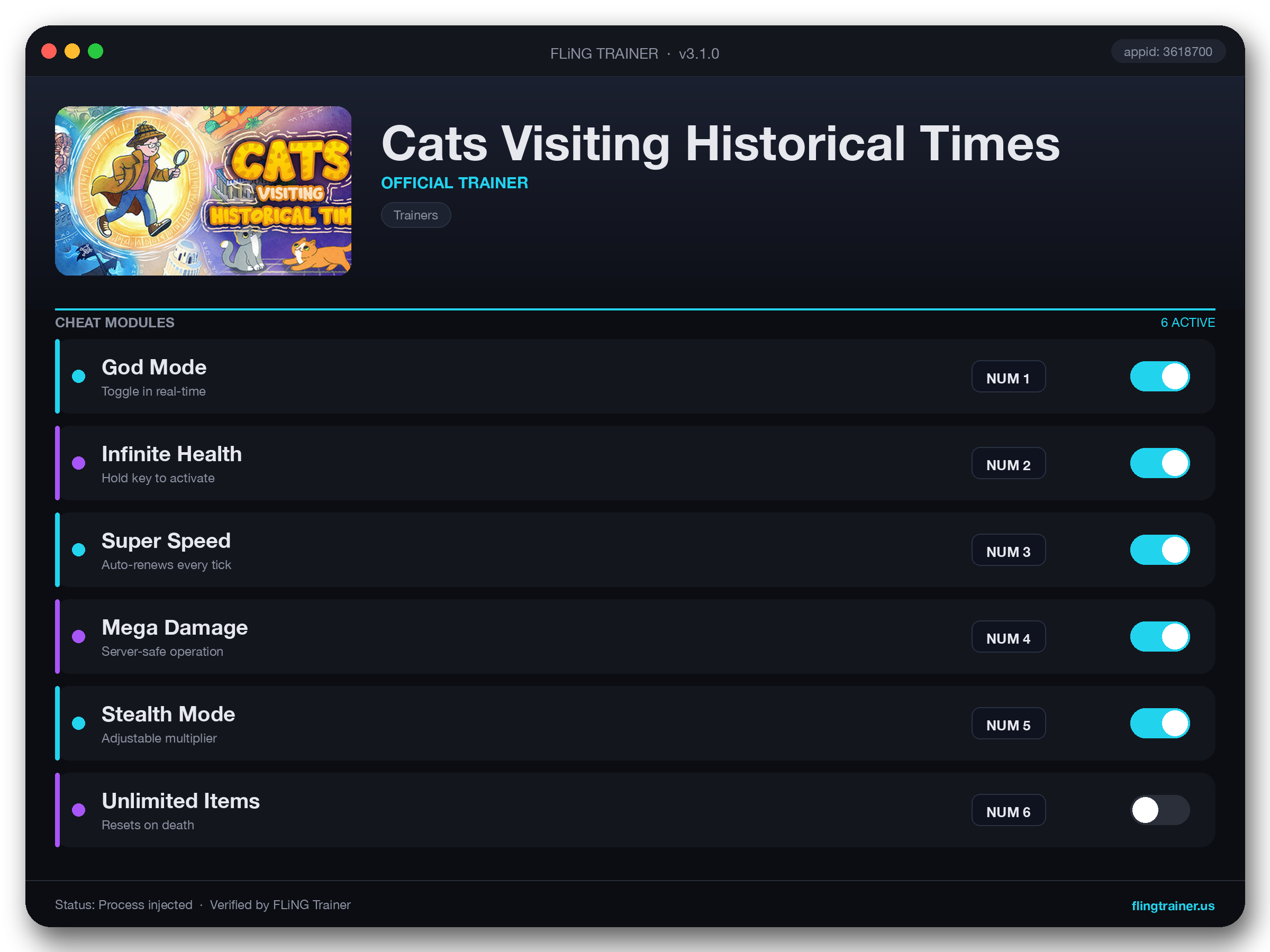 Cats Visiting Historical Times Trainer interface