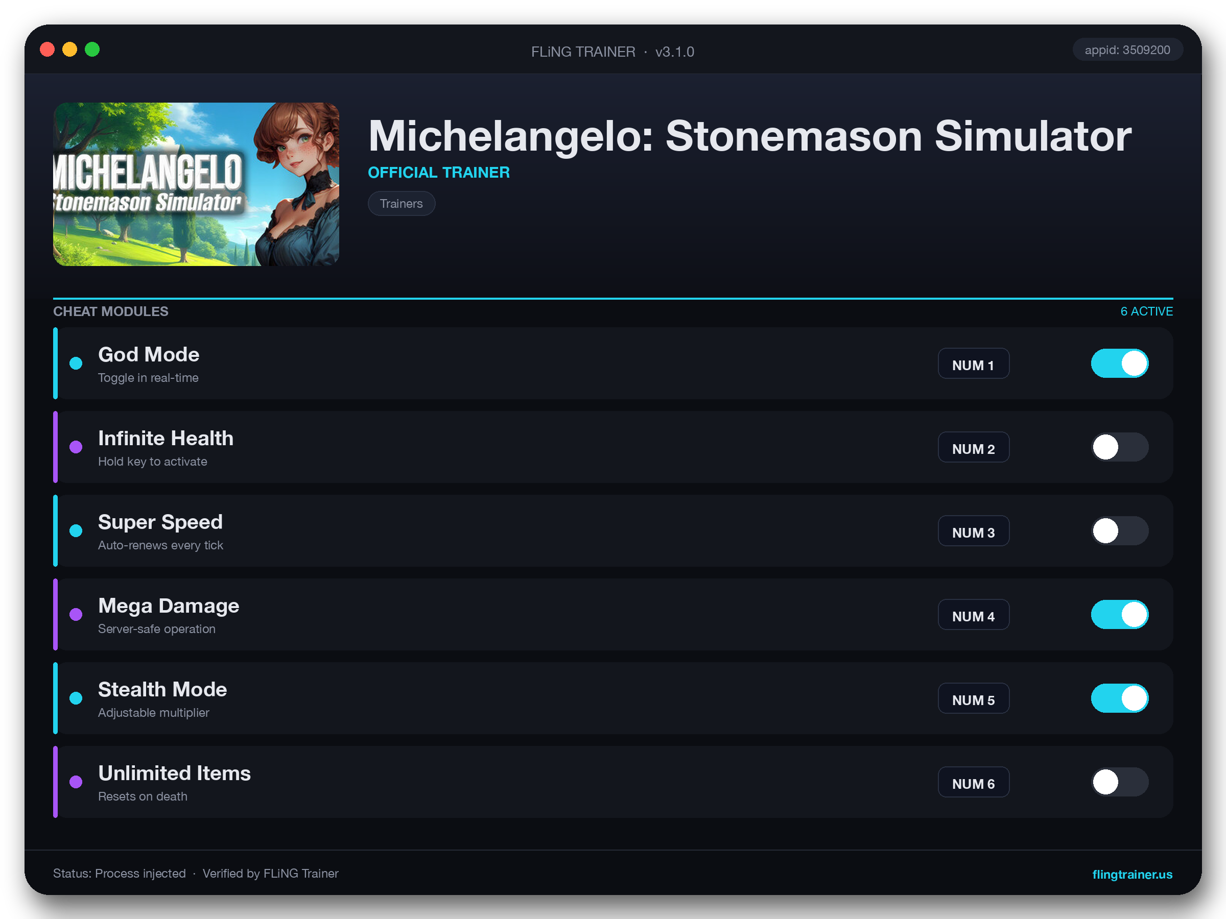 Michelangelo: Stonemason Simulator Trainer interface