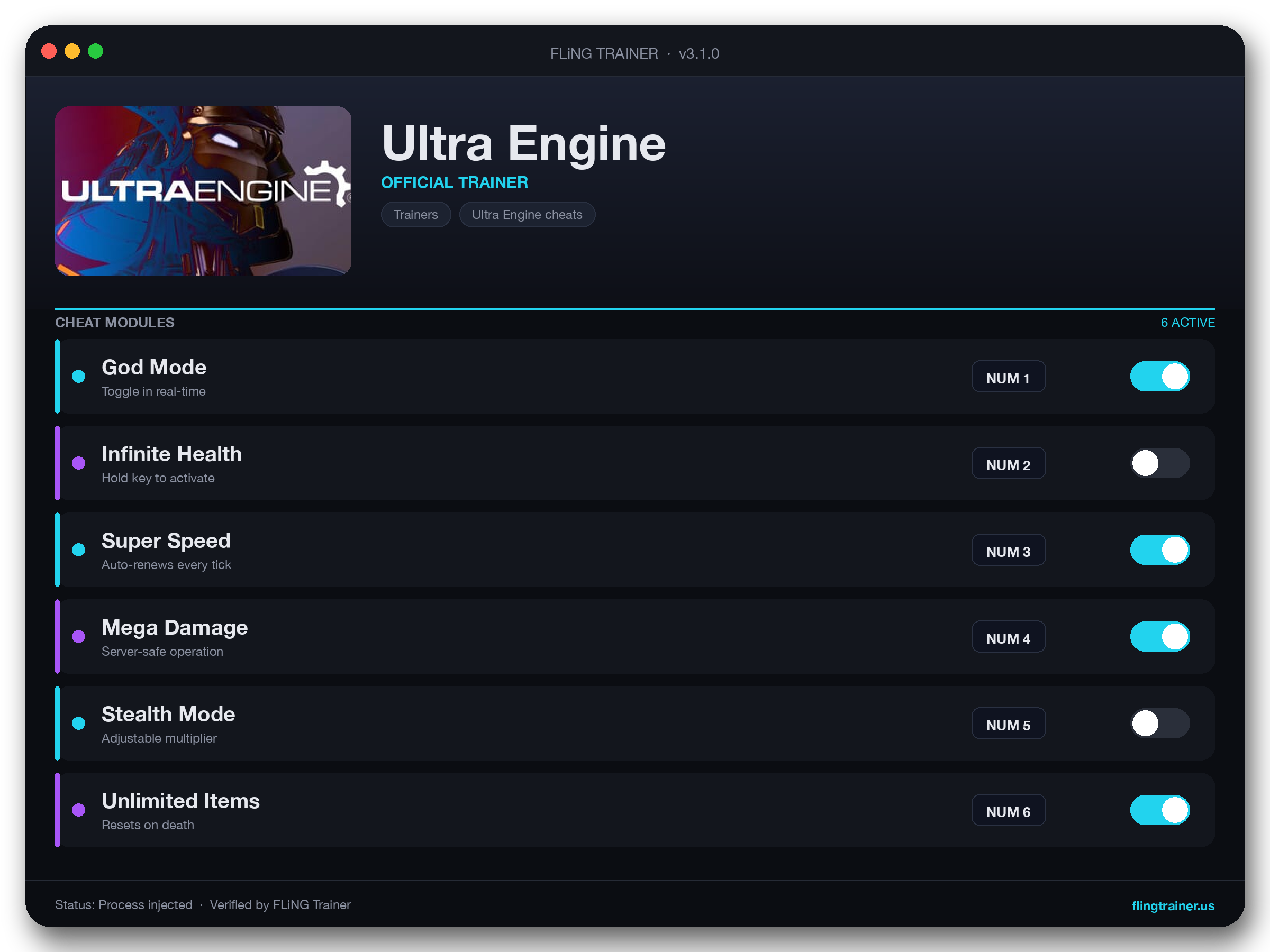 Ultra Engine Trainer interface