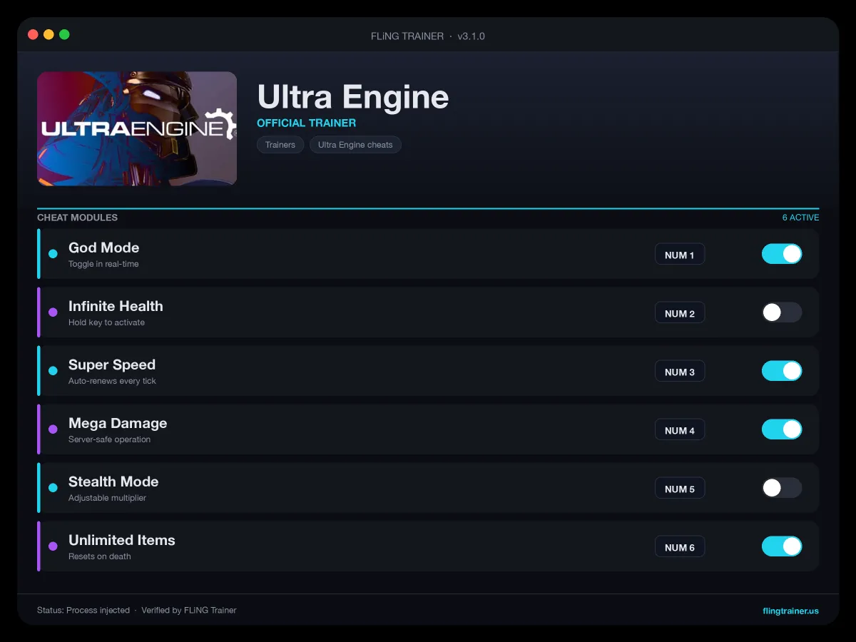 Ultra Engine Trainer interface