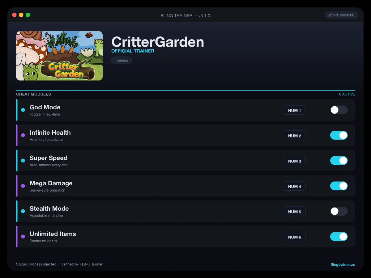 CritterGarden Trainer interface