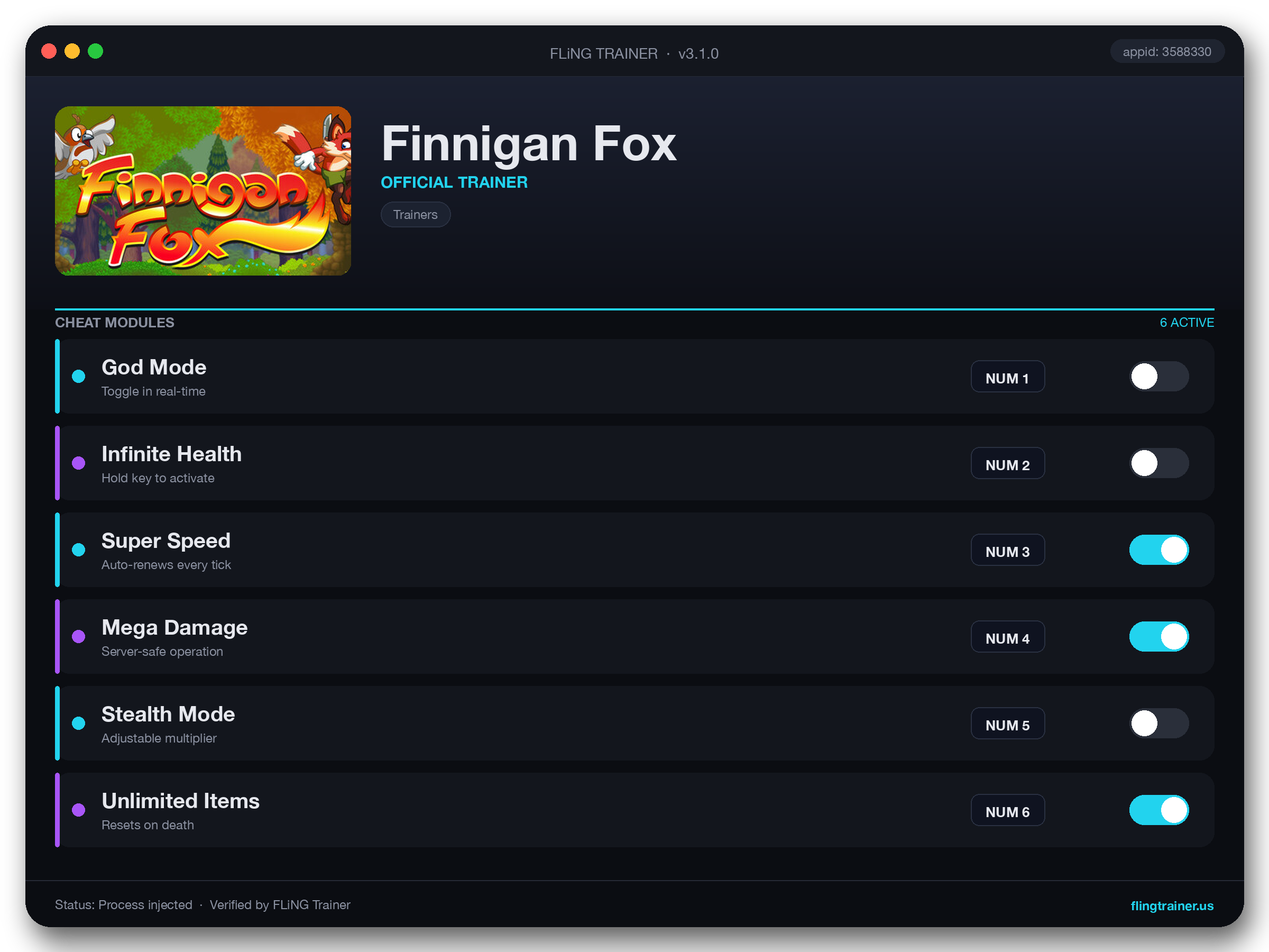 Finnigan Fox Trainer interface