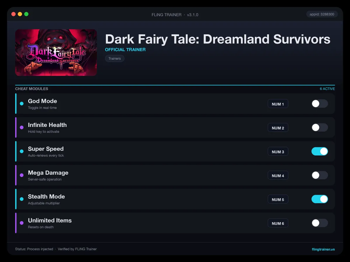 Dark Fairy Tale: Dreamland Survivors Trainer interface