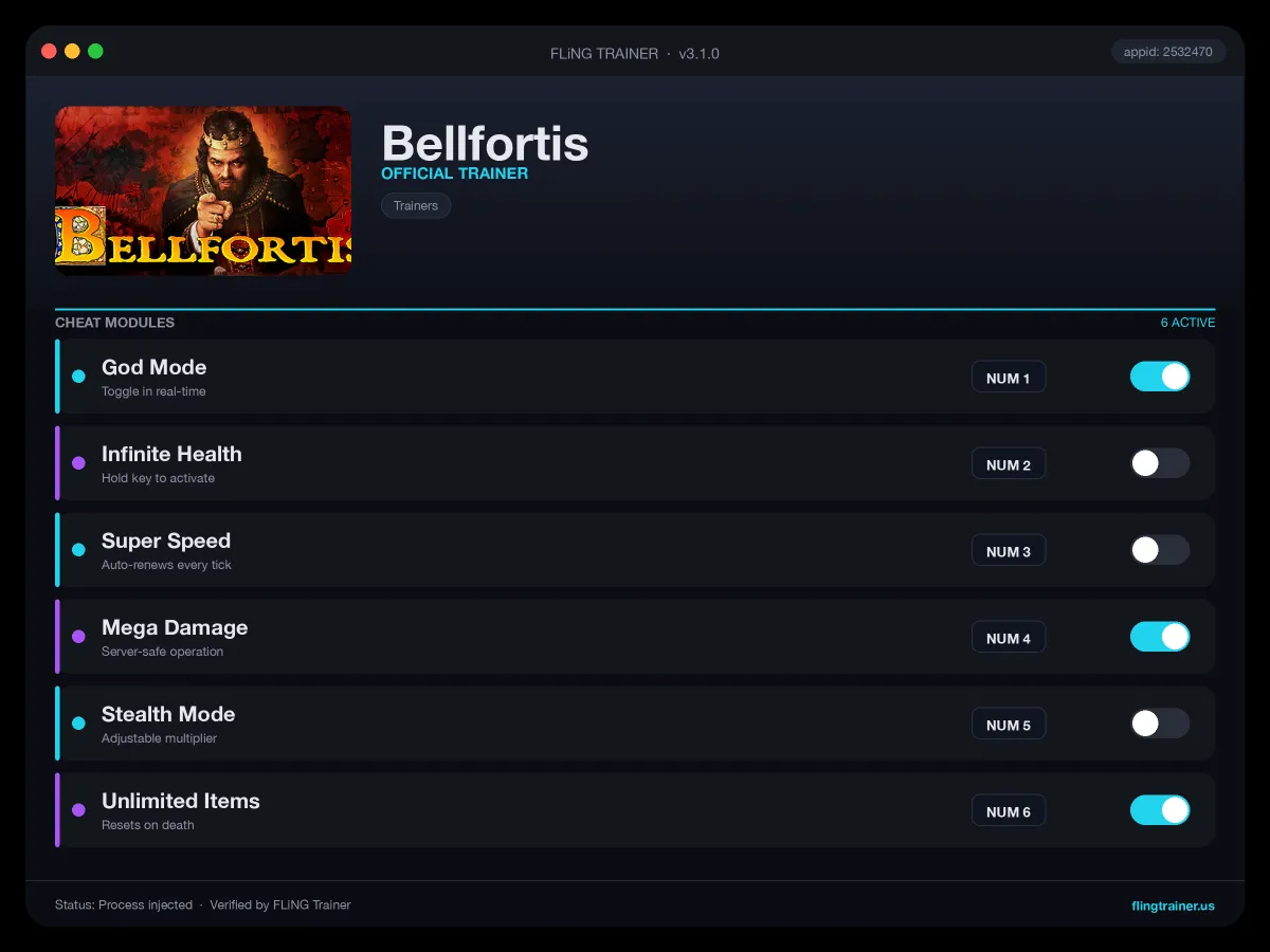 Bellfortis Trainer interface