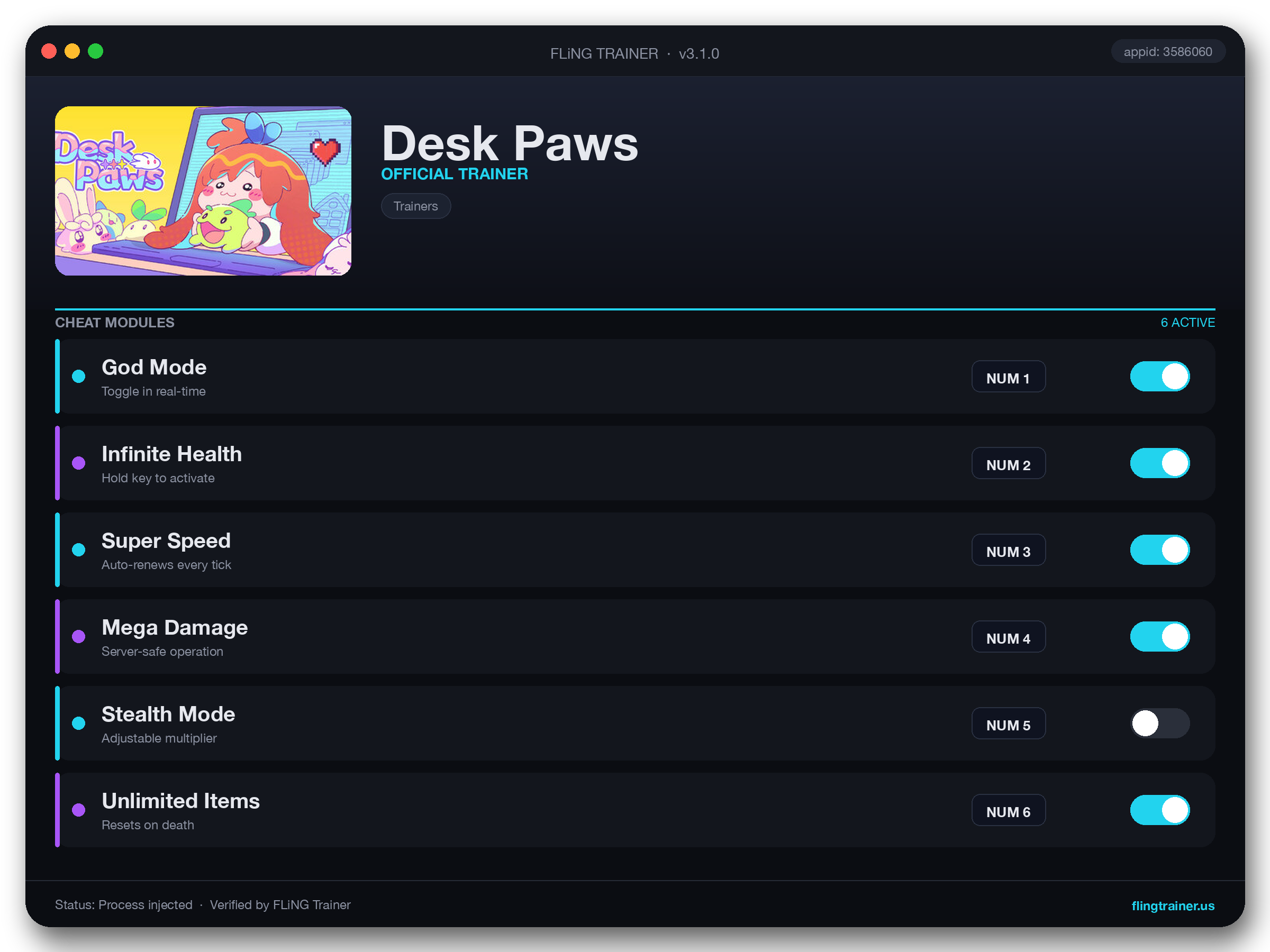 Desk Paws Trainer interface