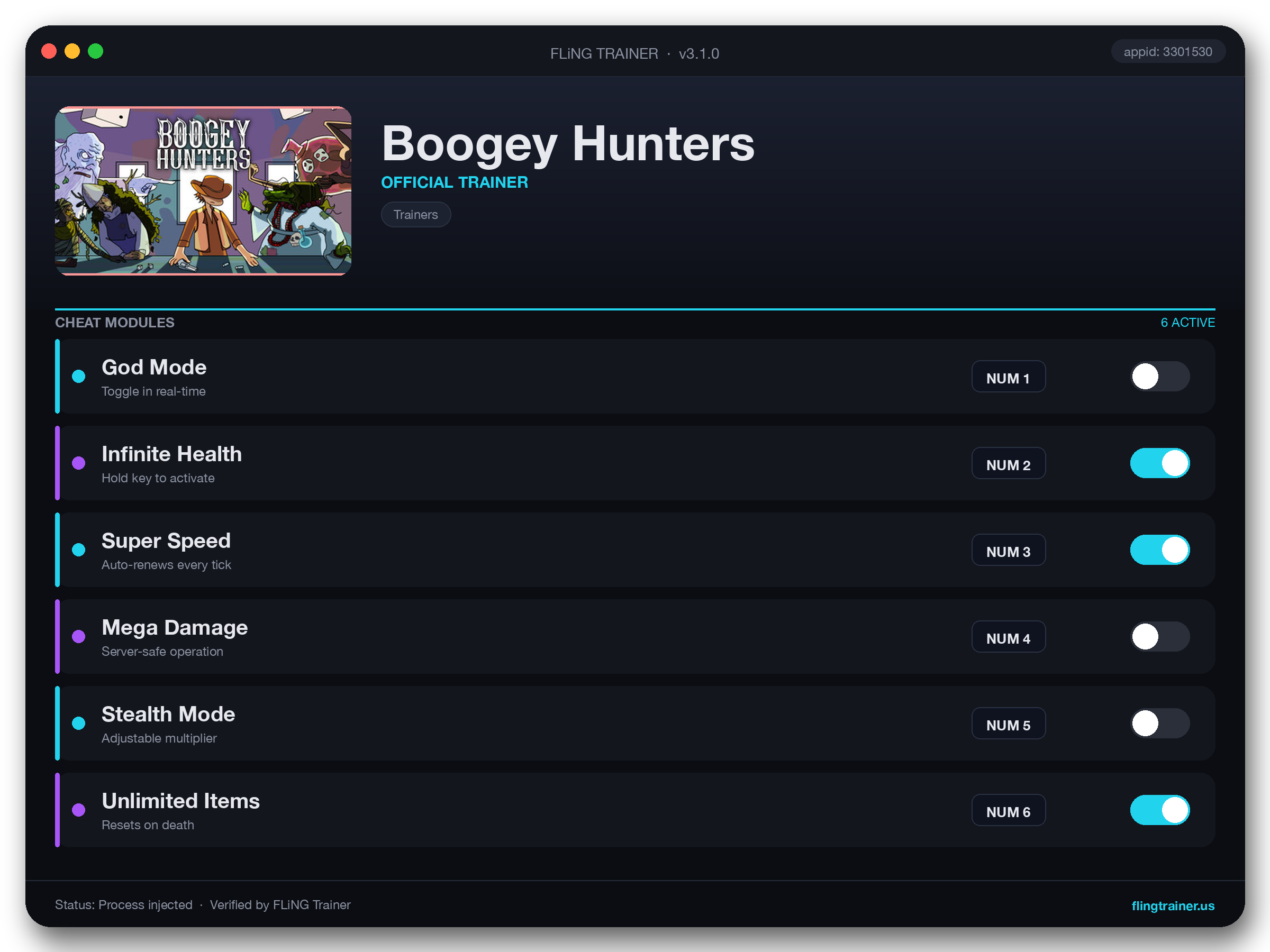 Boogey Hunters Trainer interface