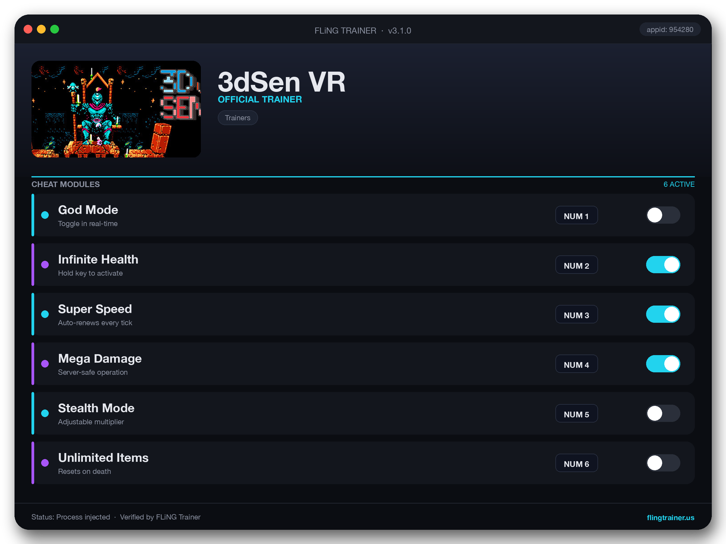 3dSen VR Trainer interface