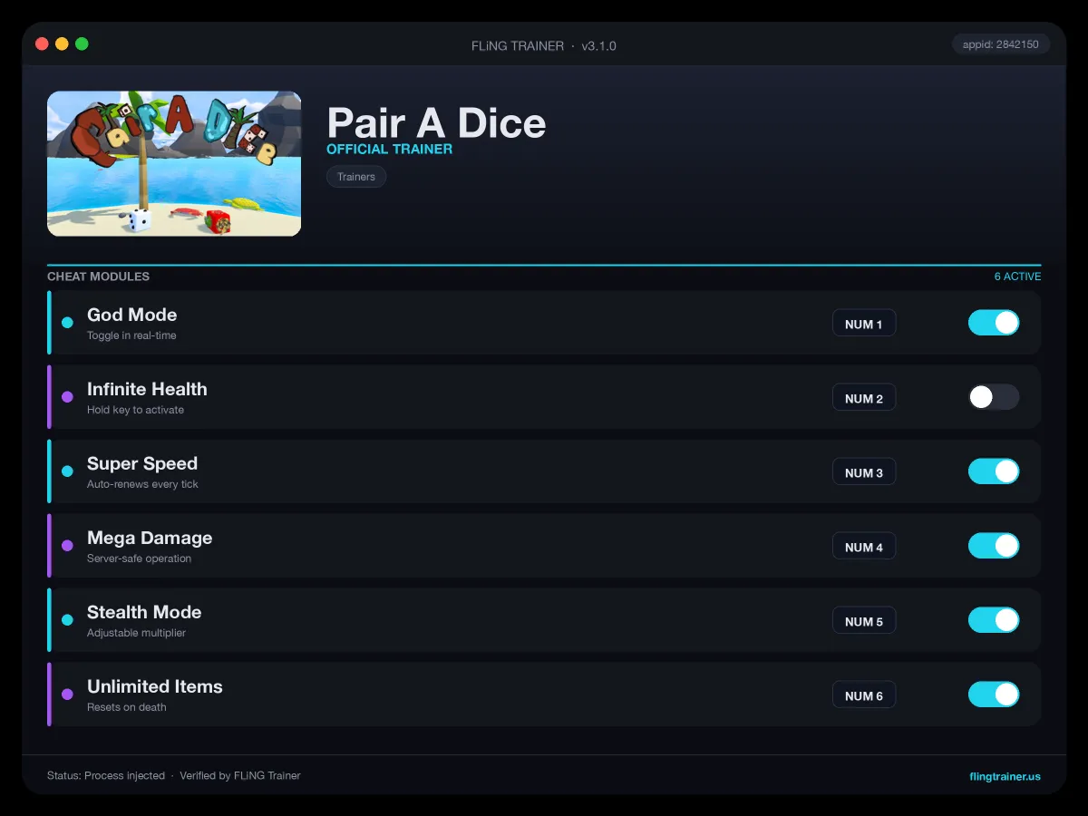Pair A Dice Trainer interface