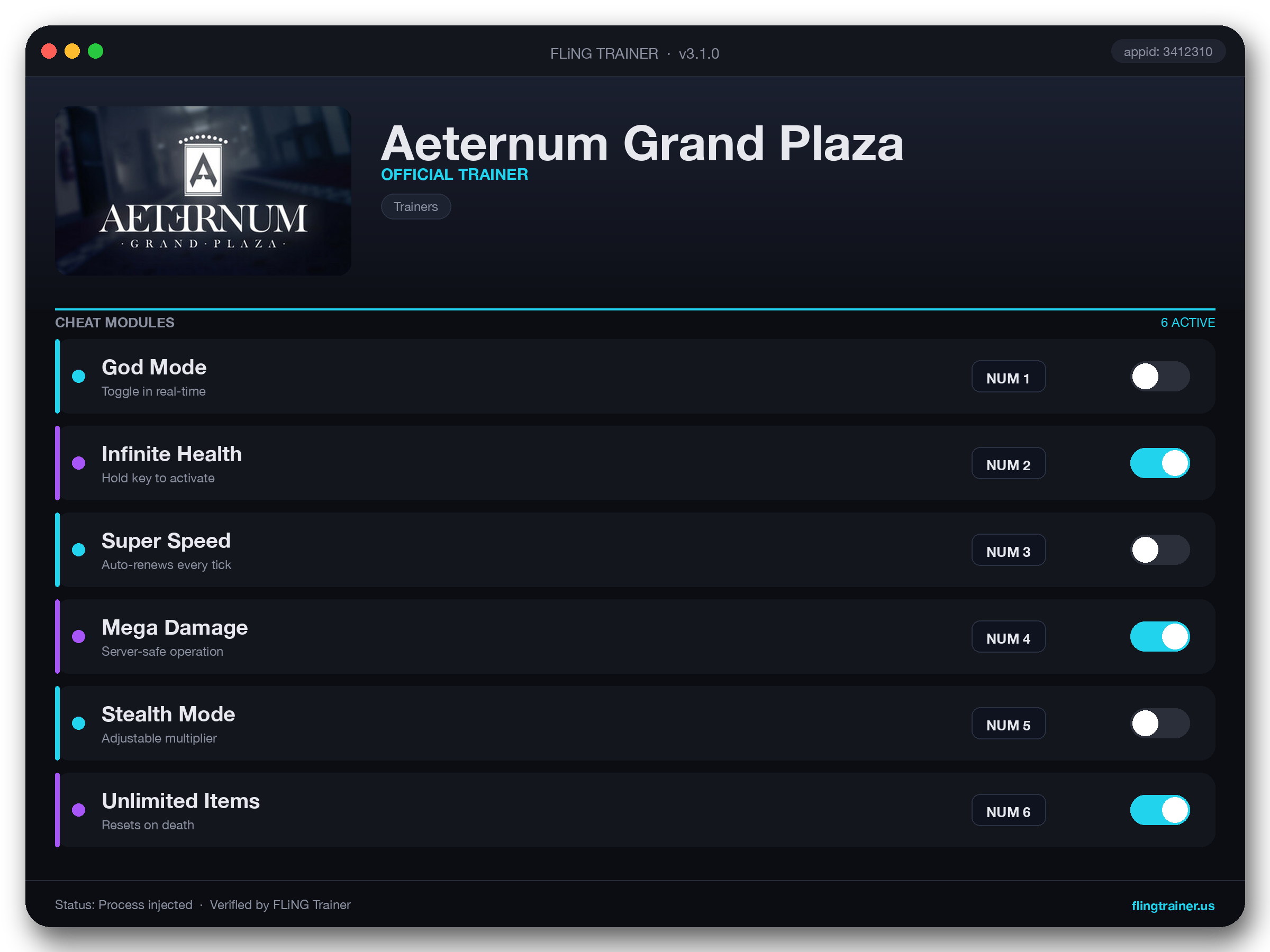 Aeternum Grand Plaza Trainer interface