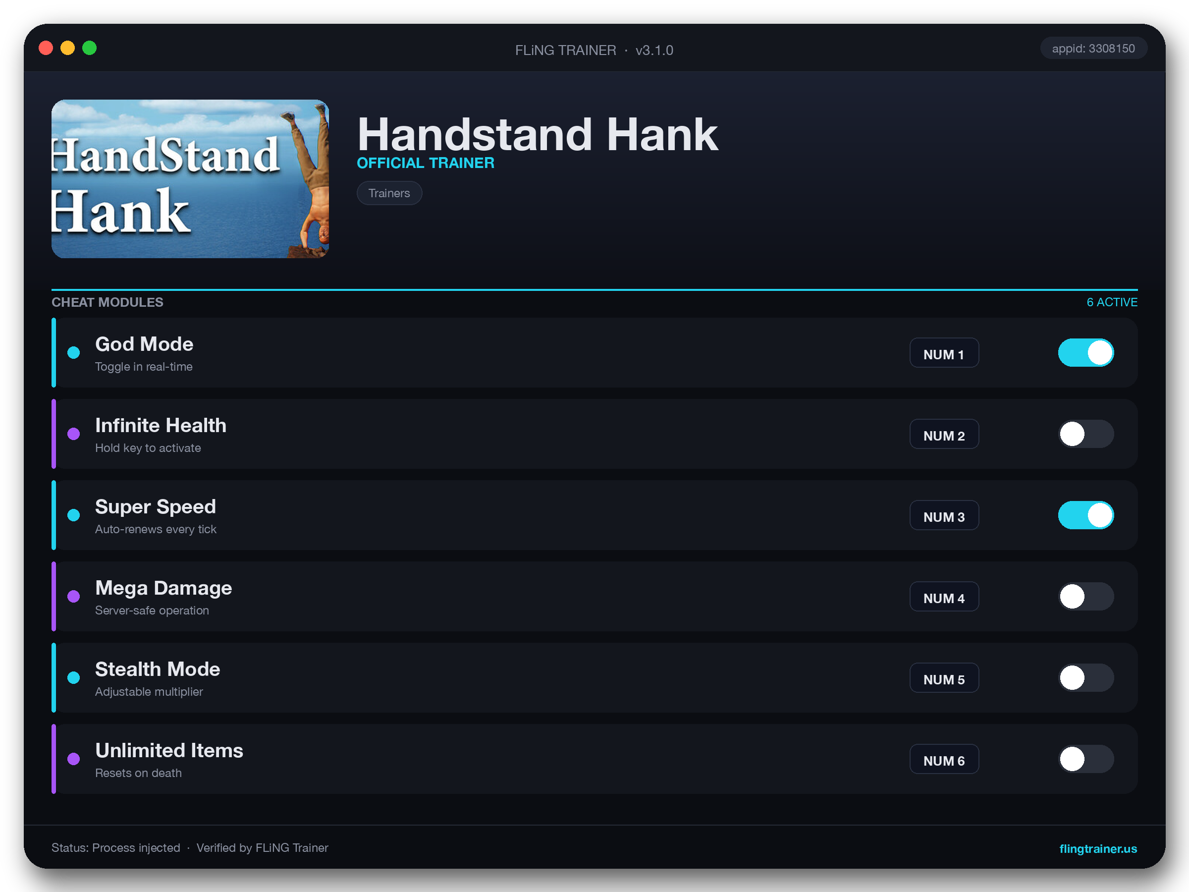 Handstand Hank Trainer interface