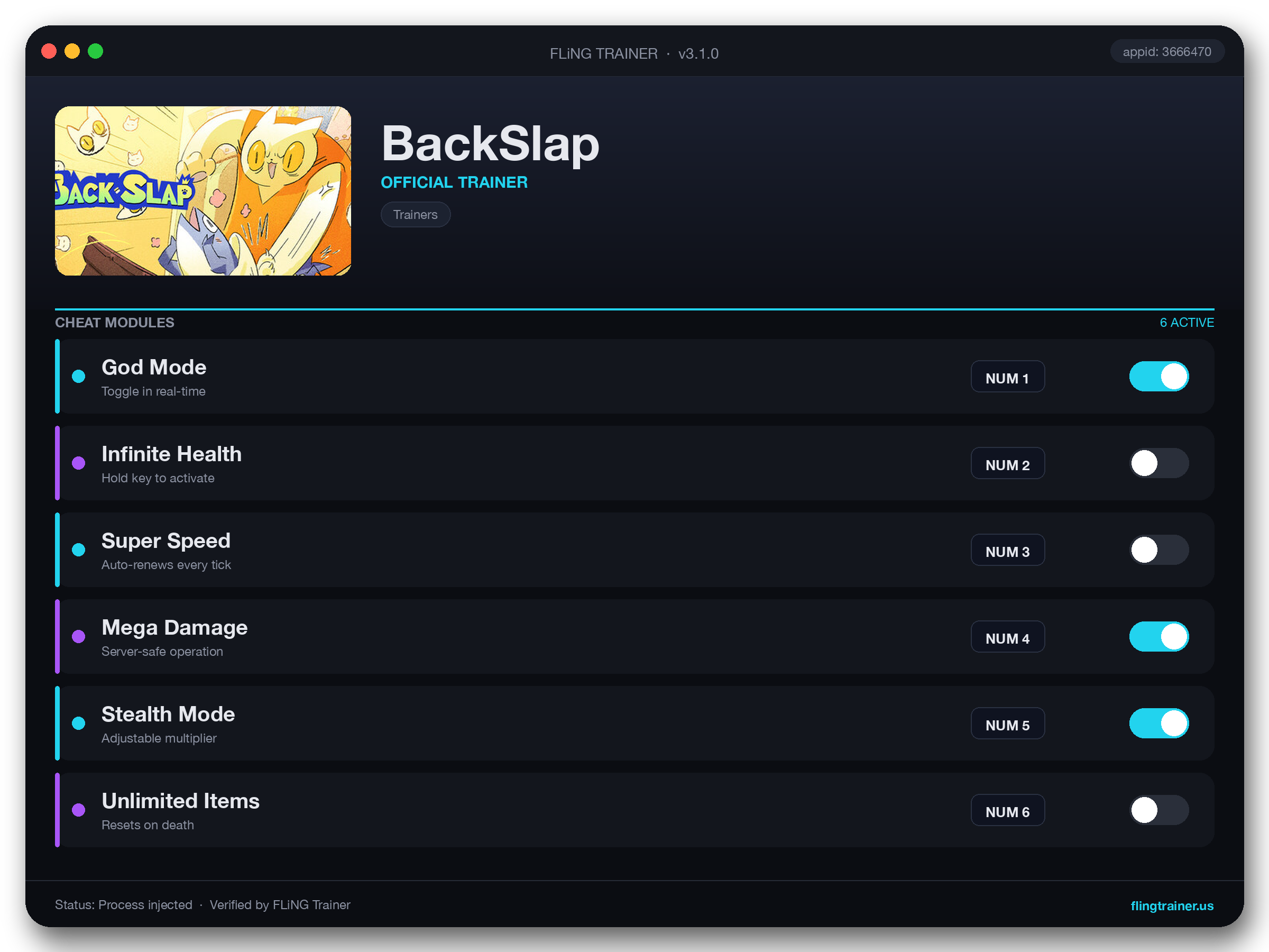 BackSlap Trainer interface