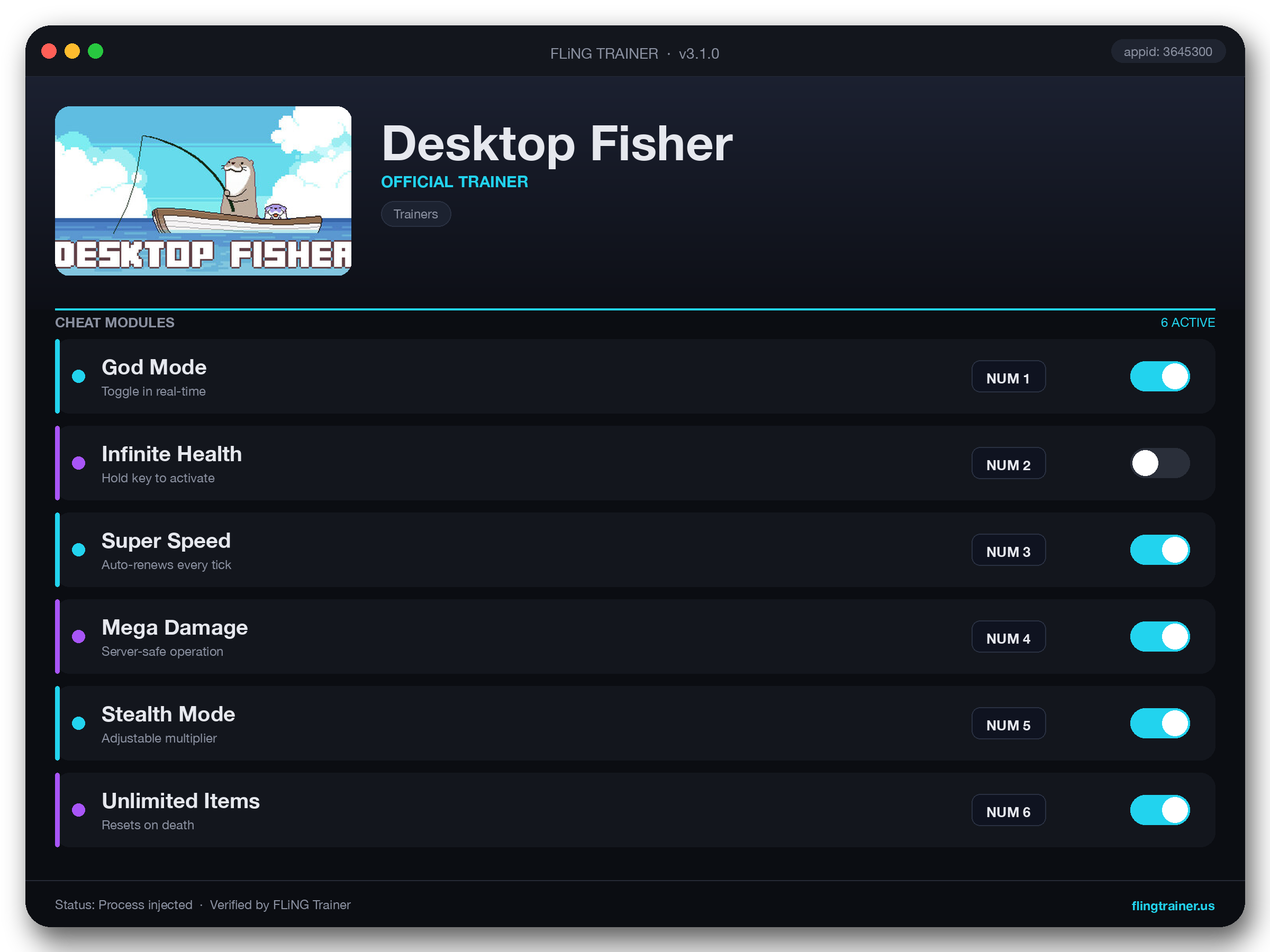 Desktop Fisher Trainer interface