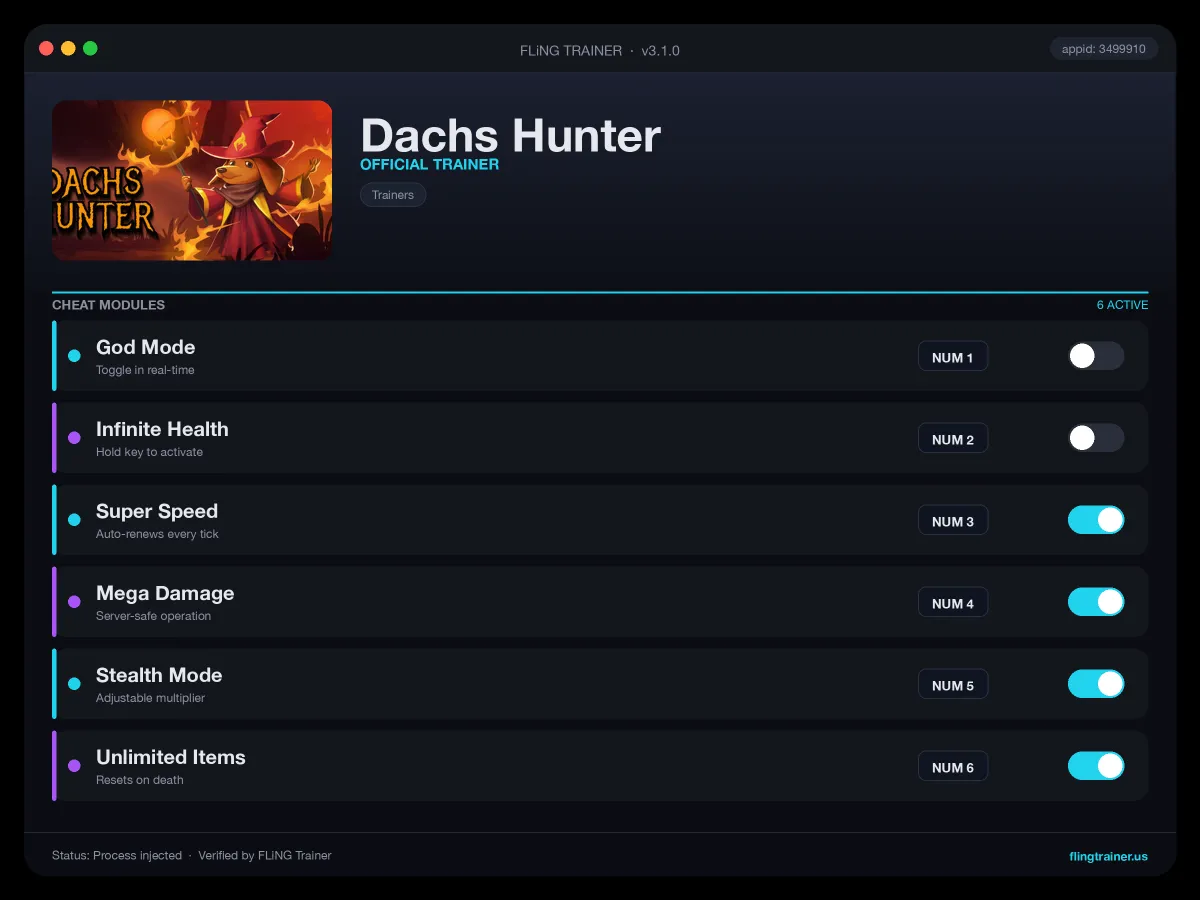 Dachs Hunter Trainer interface