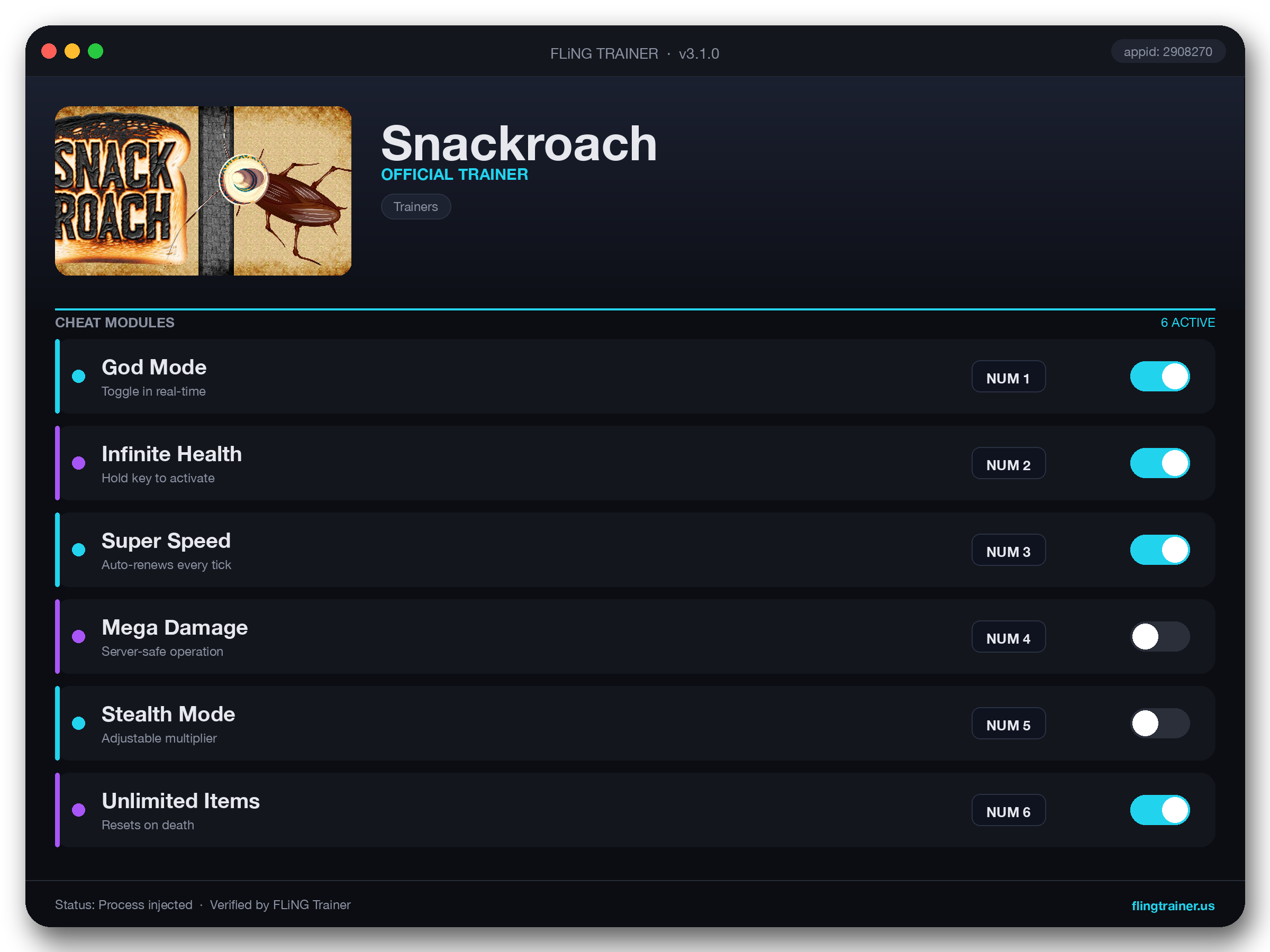 Snackroach Trainer interface