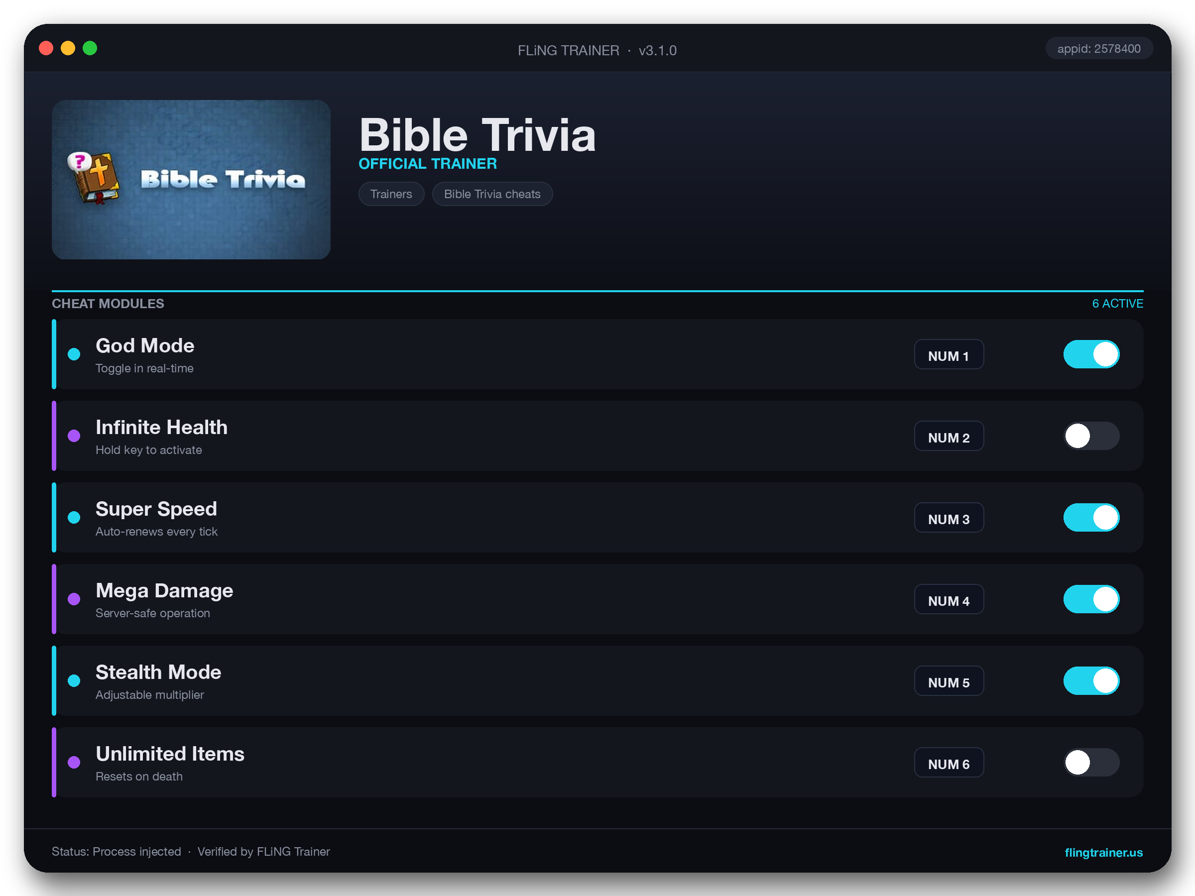 Bible Trivia Trainer interface