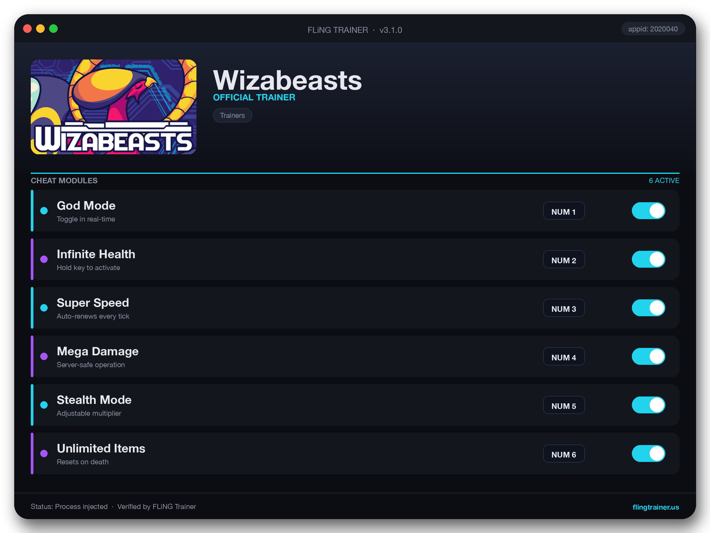Wizabeasts Trainer interface