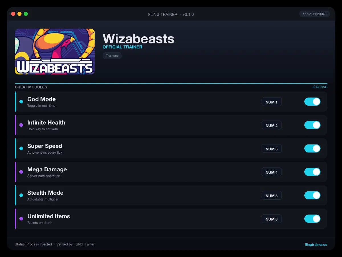 Wizabeasts Trainer interface