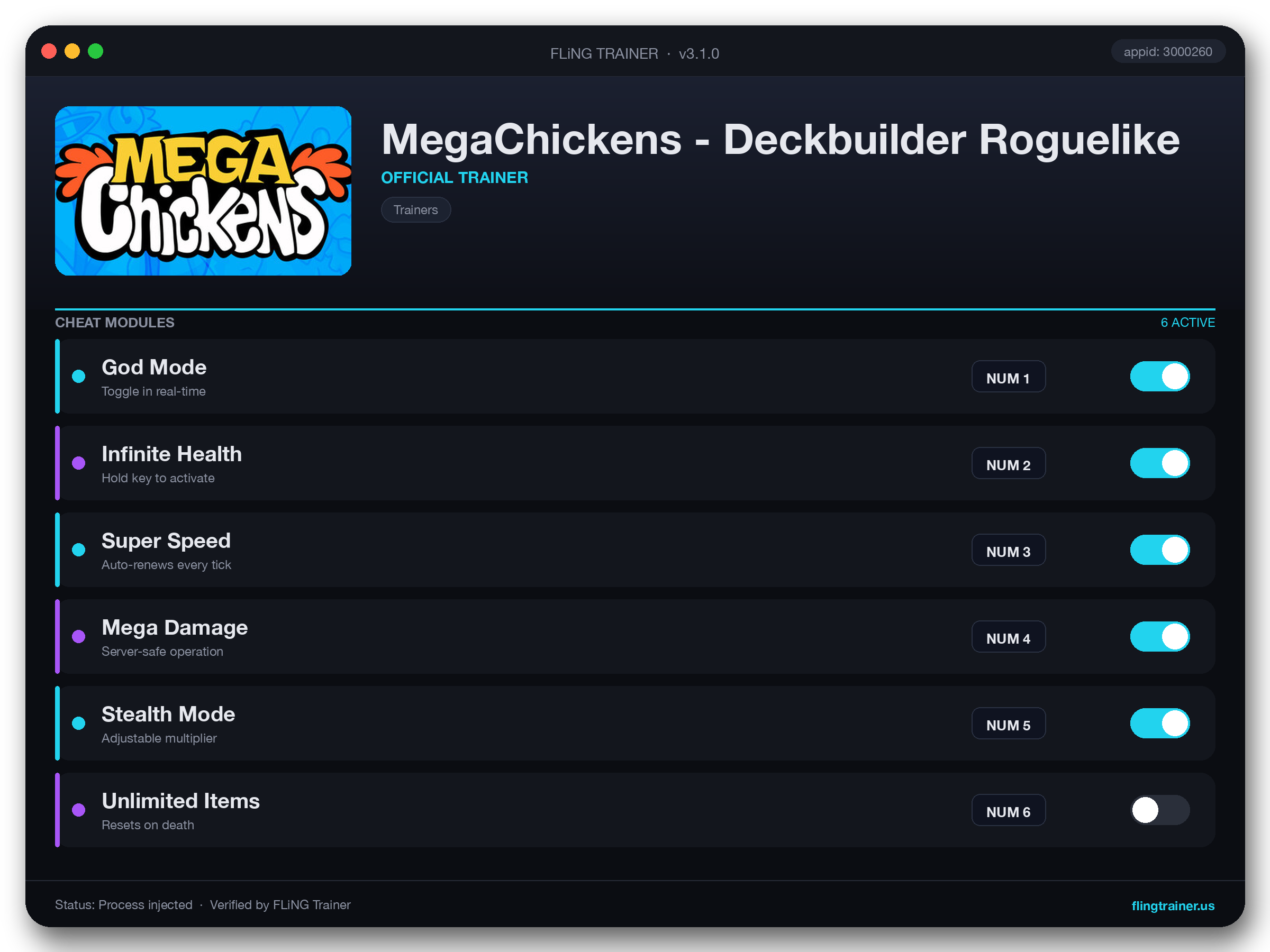 MegaChickens - Deckbuilder Roguelike Trainer interface