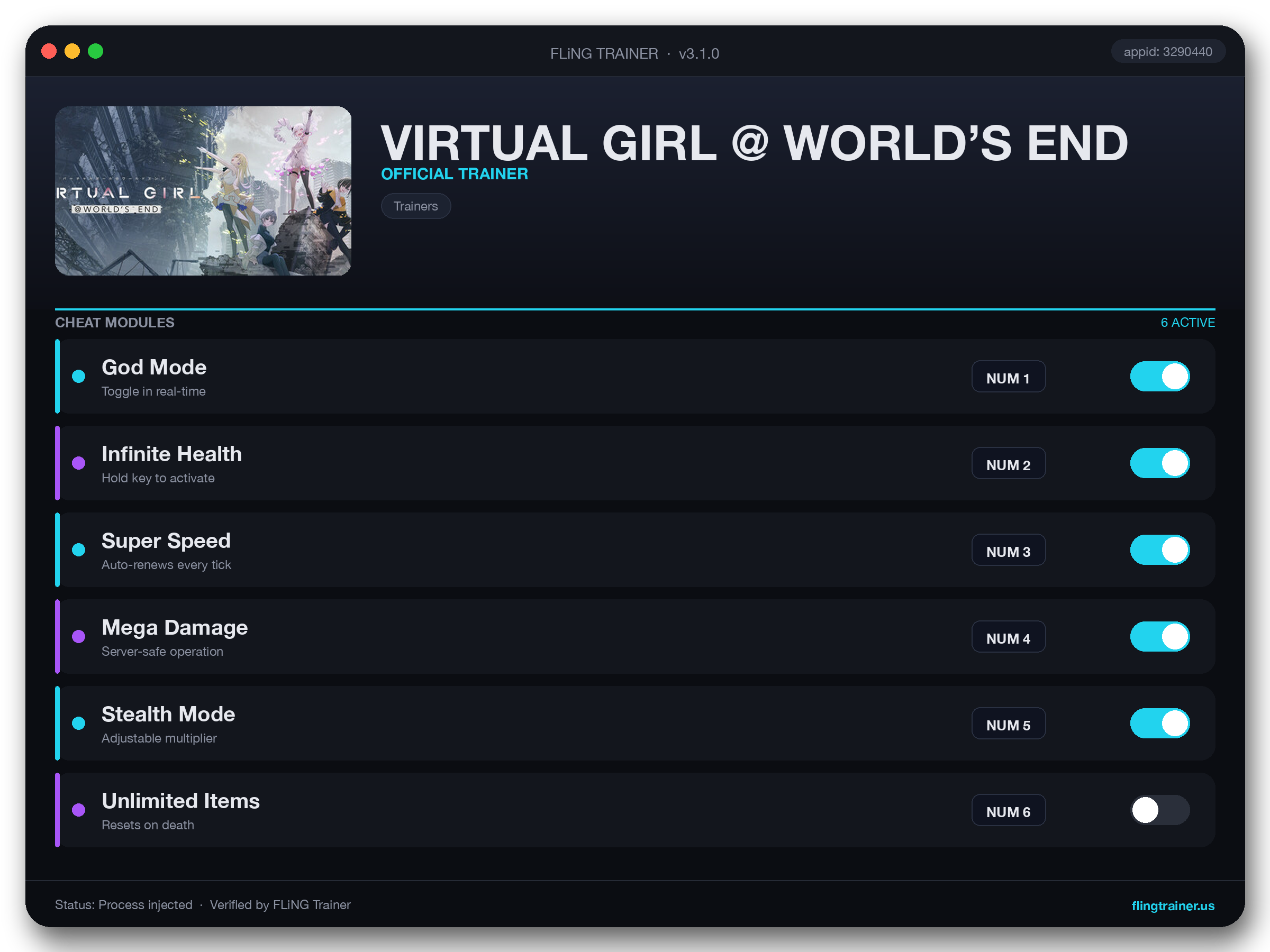 VIRTUAL GIRL @ WORLD’S END Trainer interface