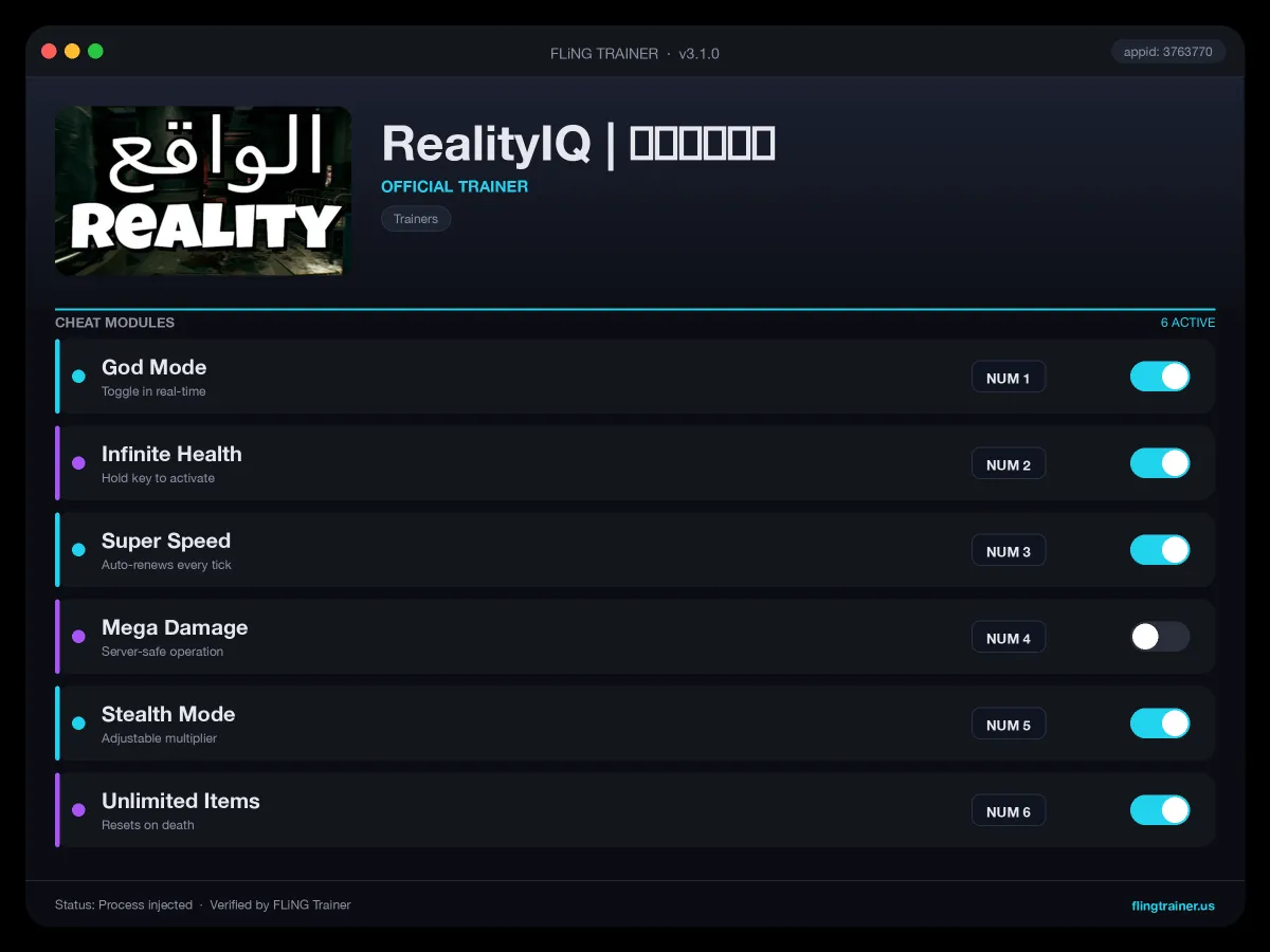 RealityIQ | الواقع Trainer interface