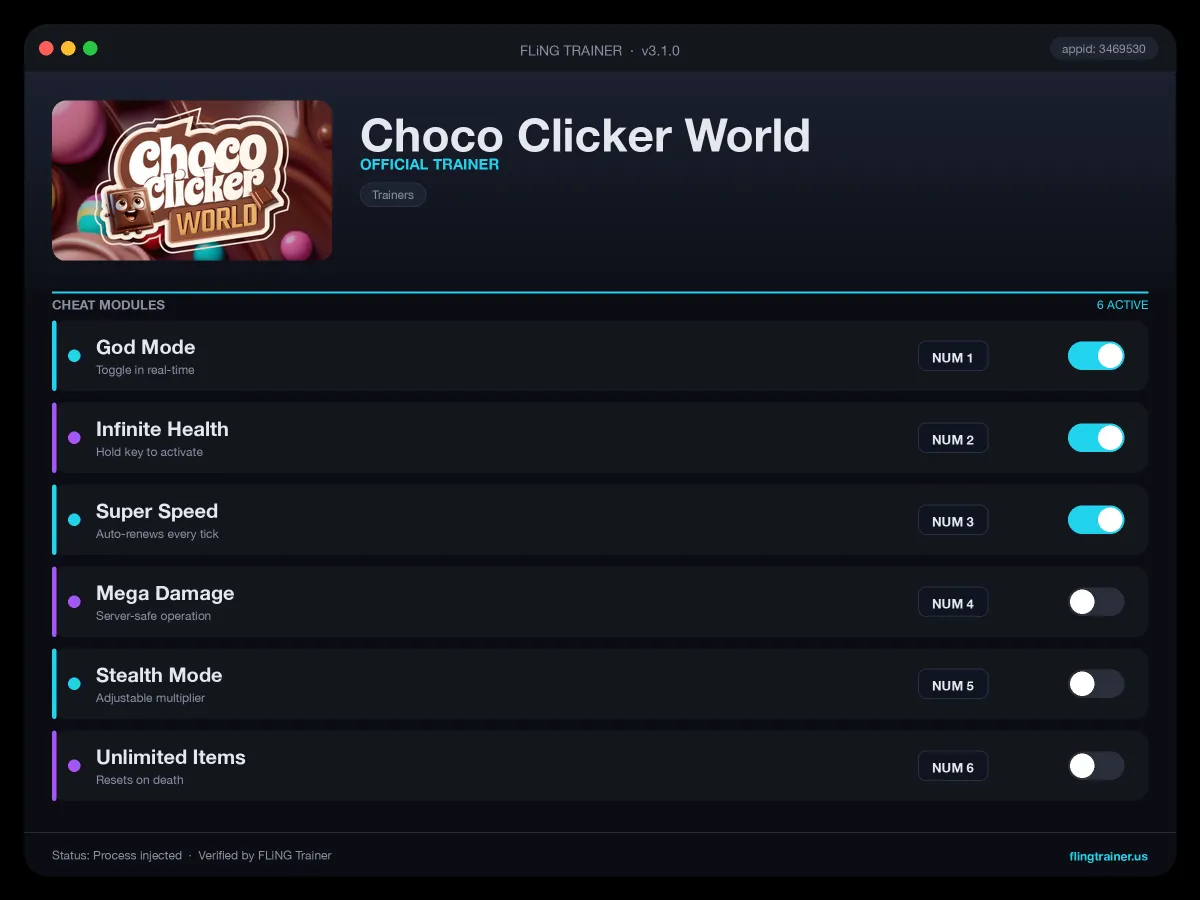 Choco Clicker World Trainer interface