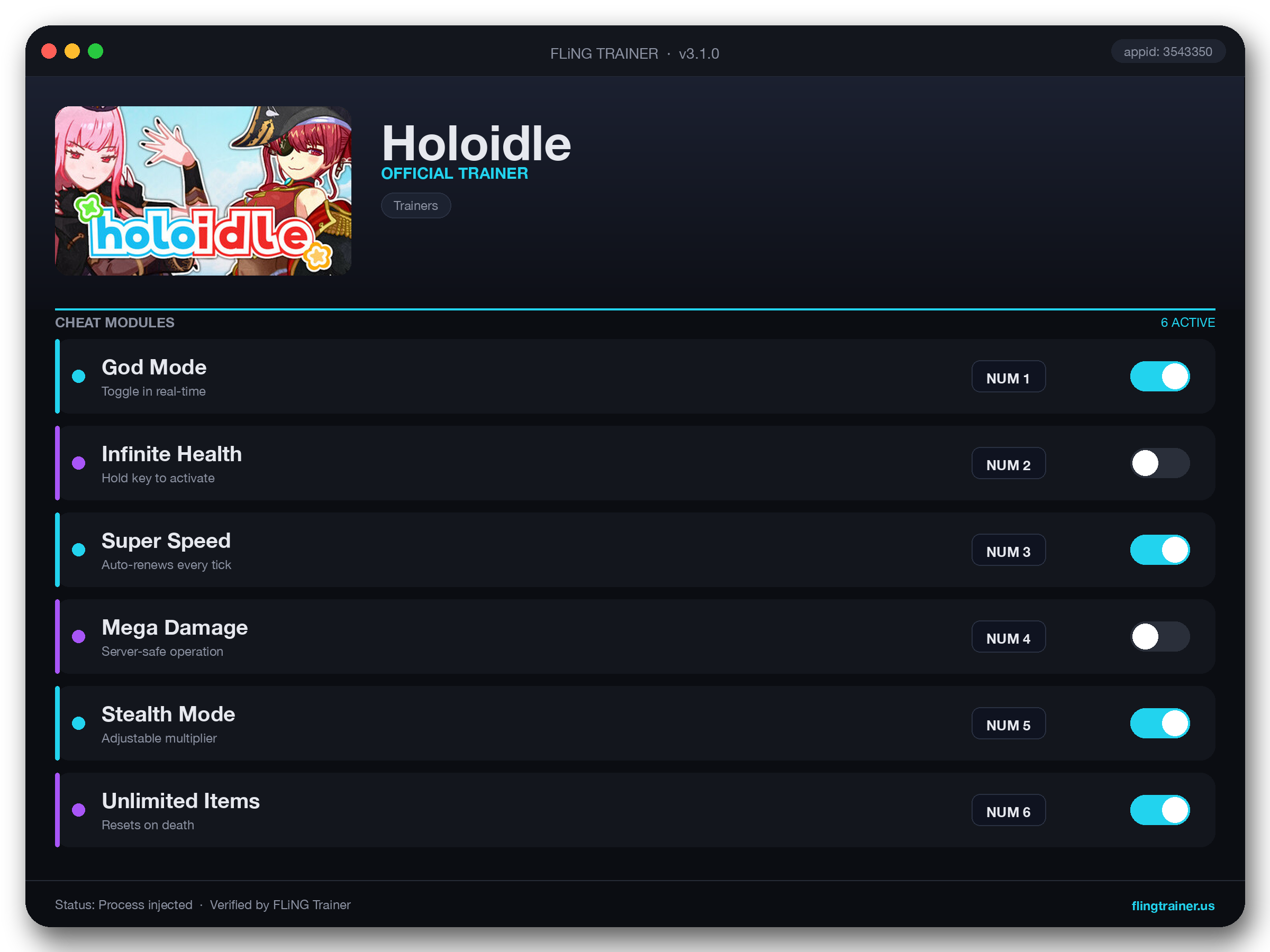 Holoidle Trainer interface
