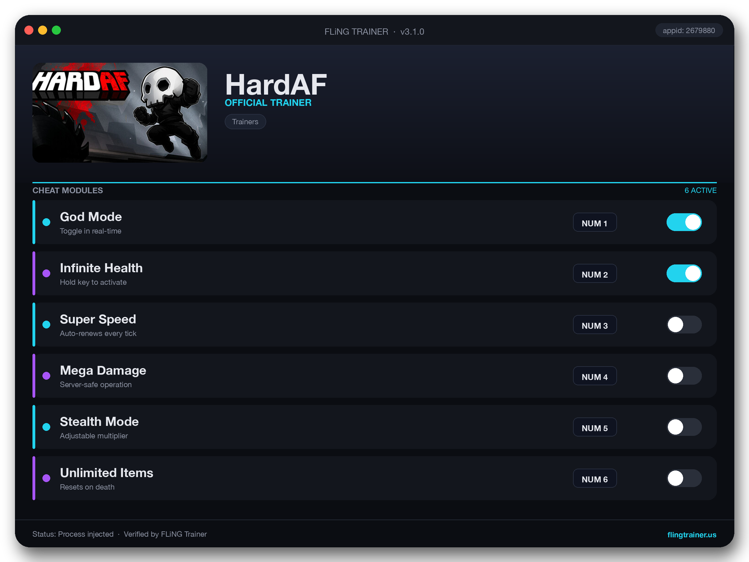 HardAF Trainer interface
