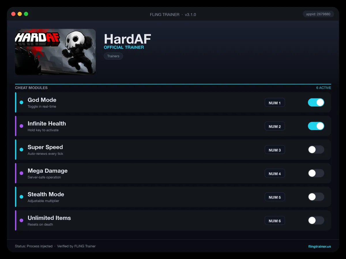 HardAF Trainer interface