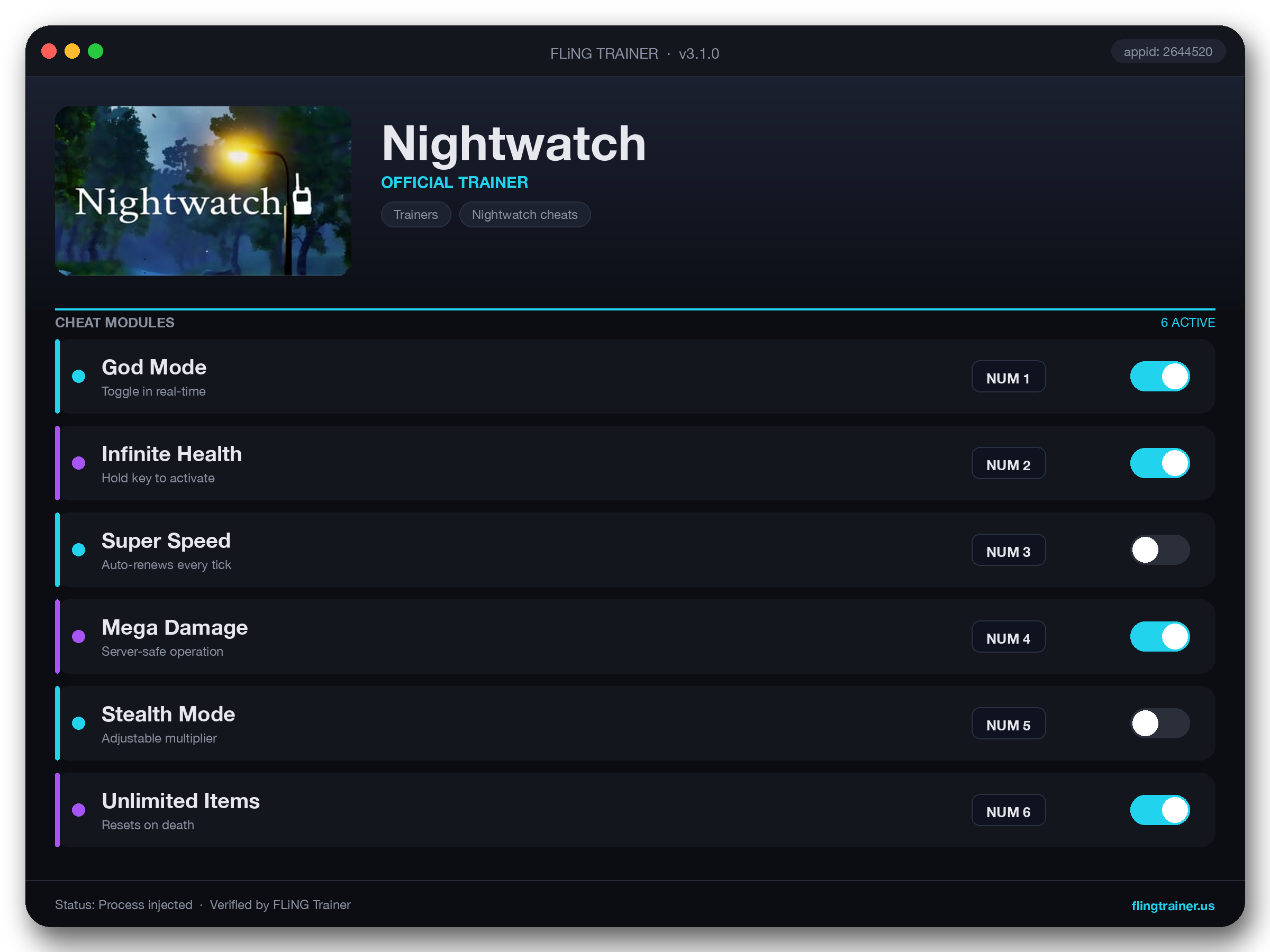 Nightwatch Trainer interface