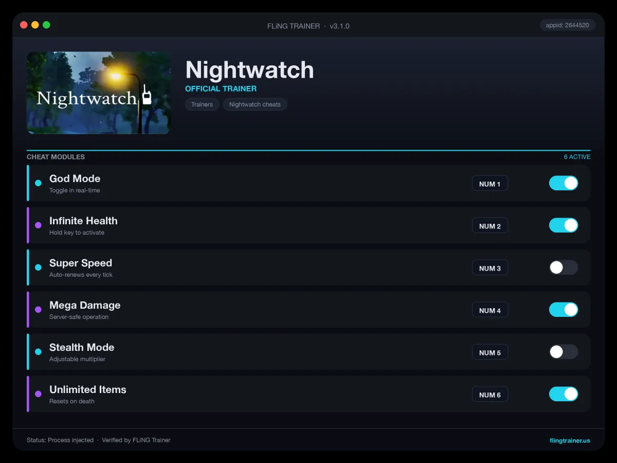 Nightwatch Trainer interface
