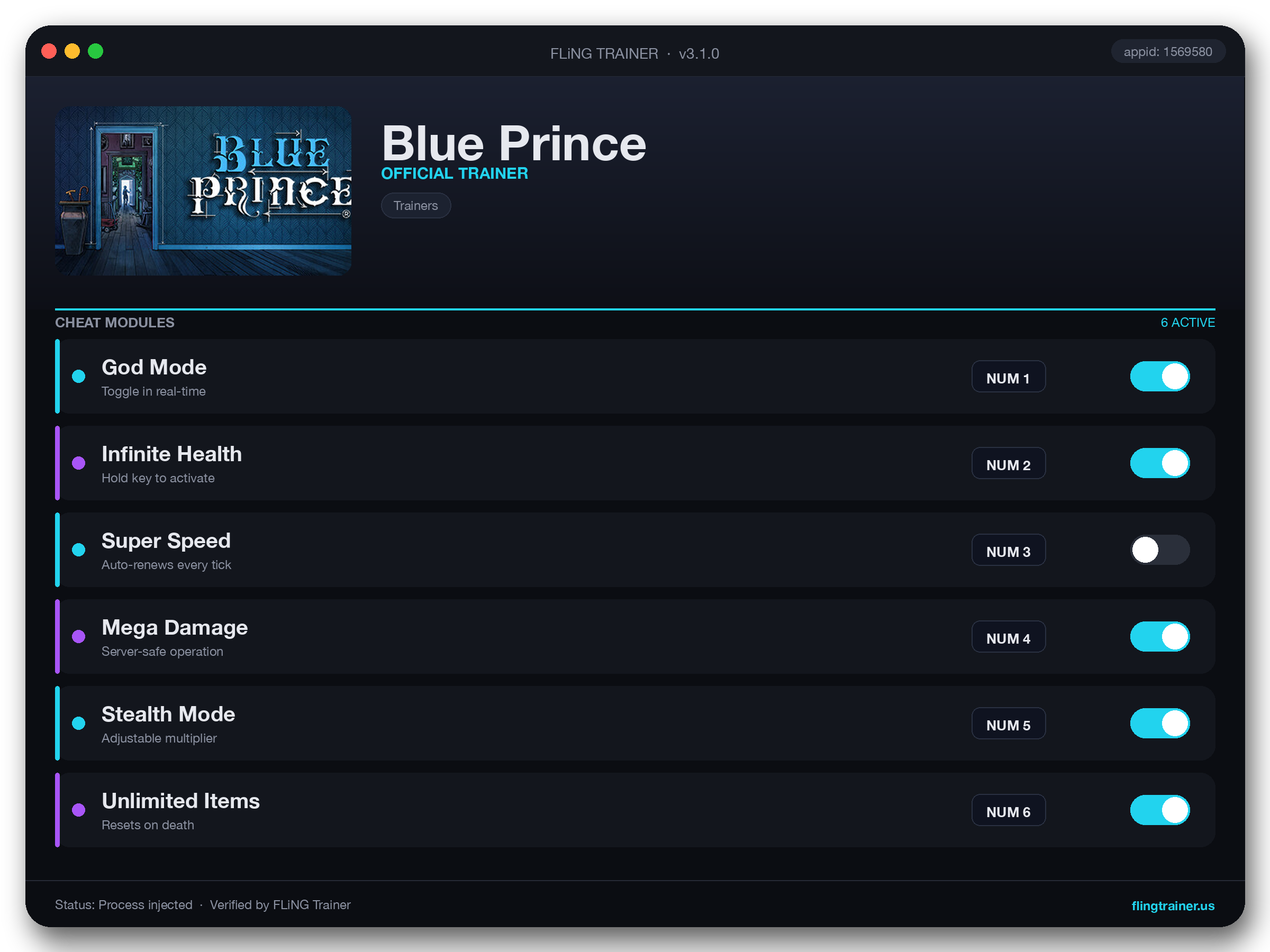 Blue Prince Trainer interface